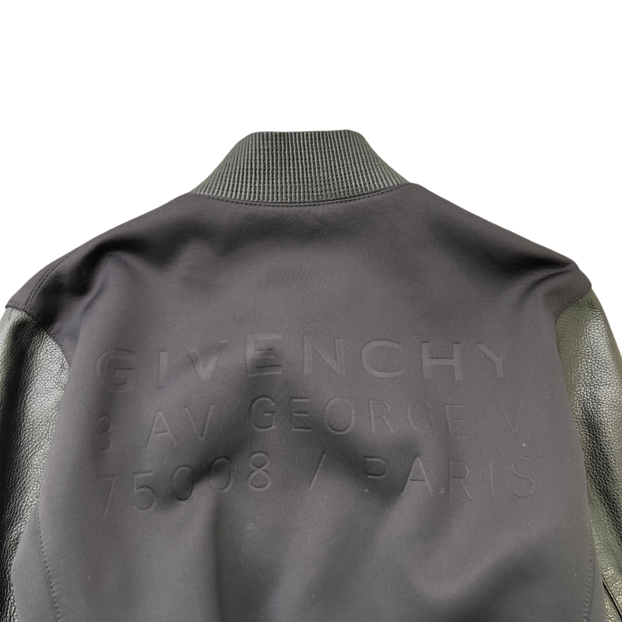 Men's Leather & Nylon Logo Bomber Jacket Black Size IT 44 / XS