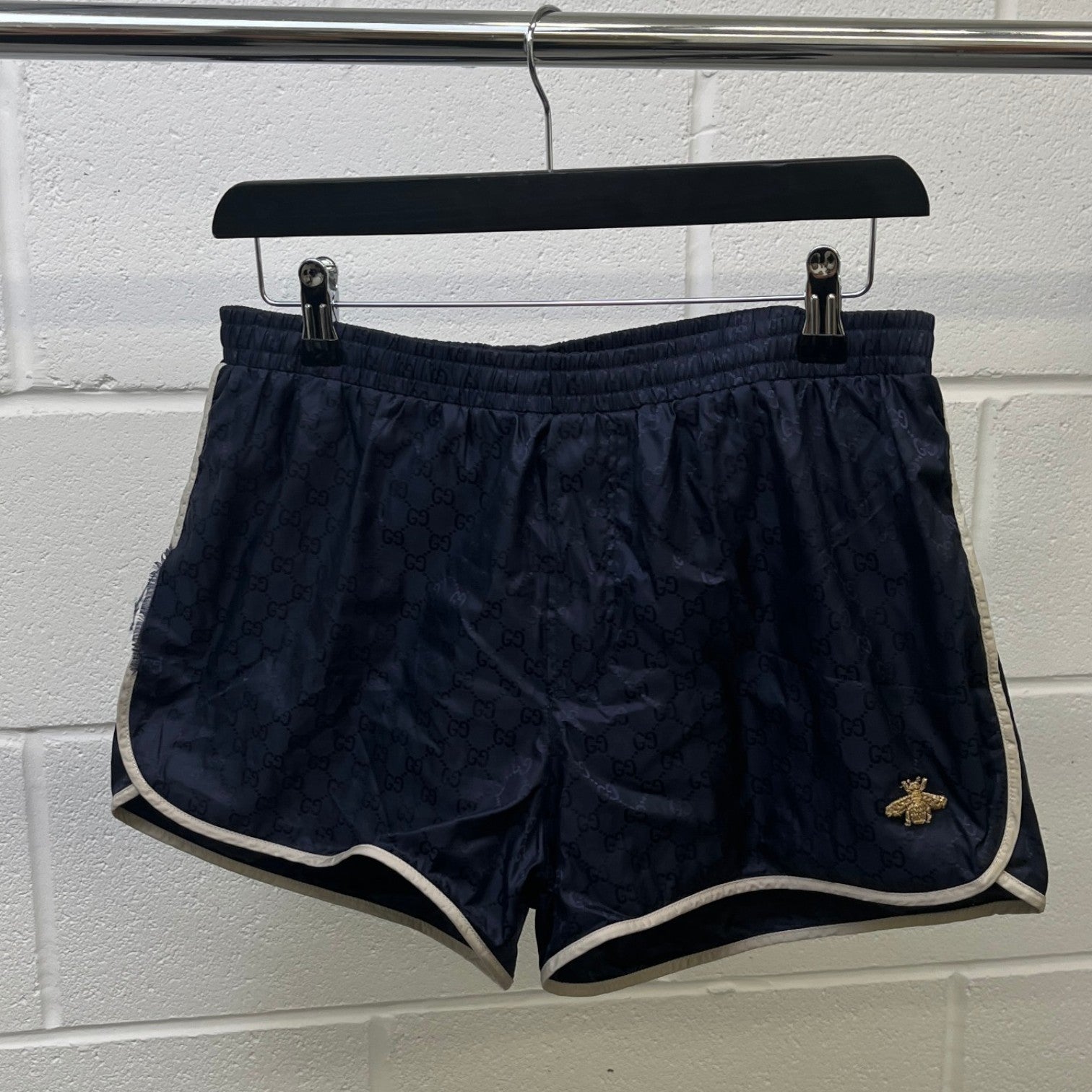 Men's Gg Supreme Bee Swim Shorts Navy Size W30 / IT 46