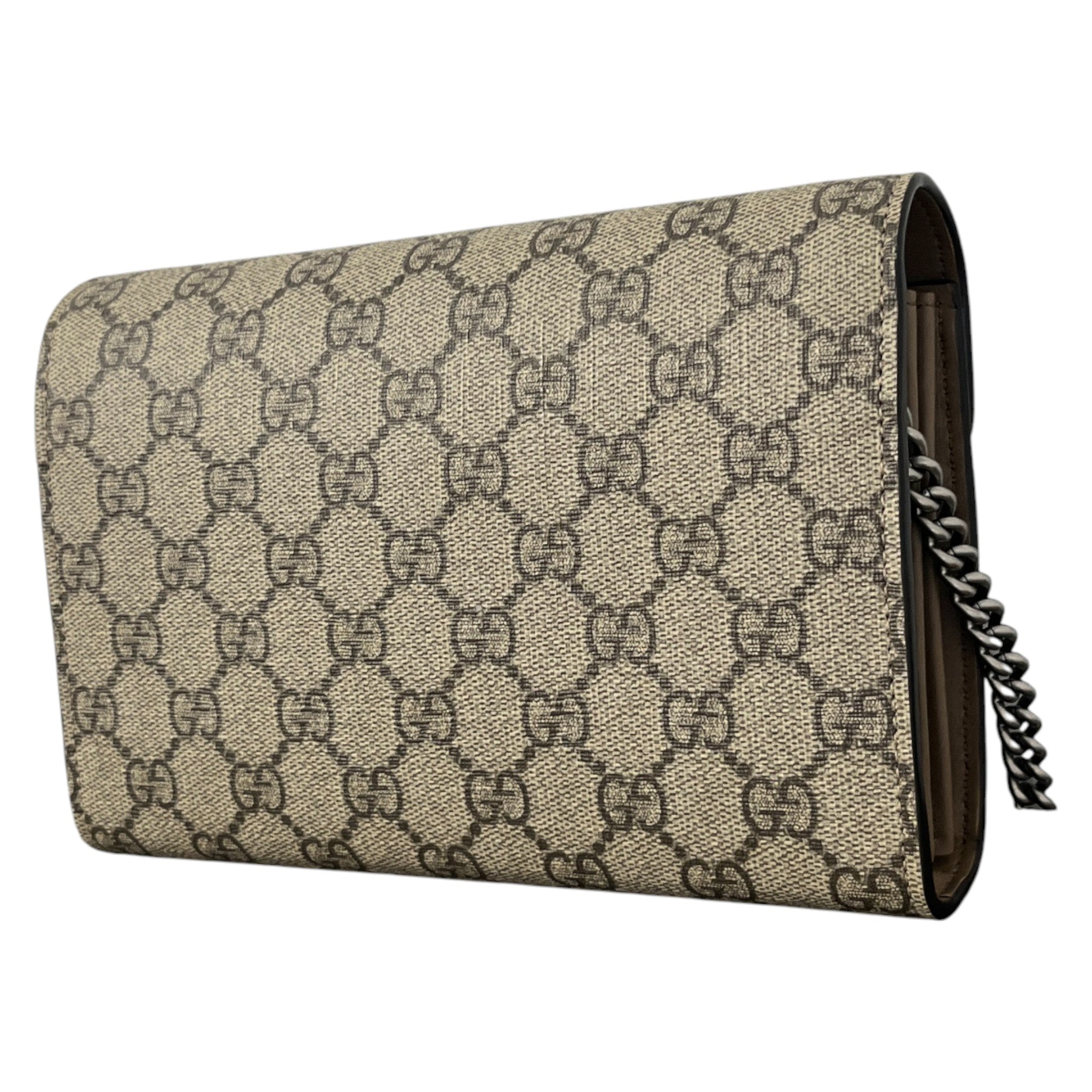 Women's Gg Supreme Dionysus Canvas Wallet-On-Chain Bag Beige