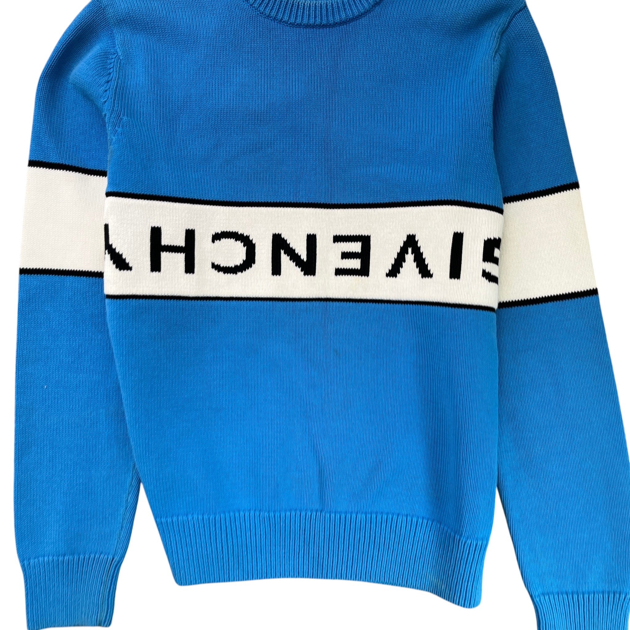 Men's Knitted Reverse Logo Sweatshirt Blue Size L