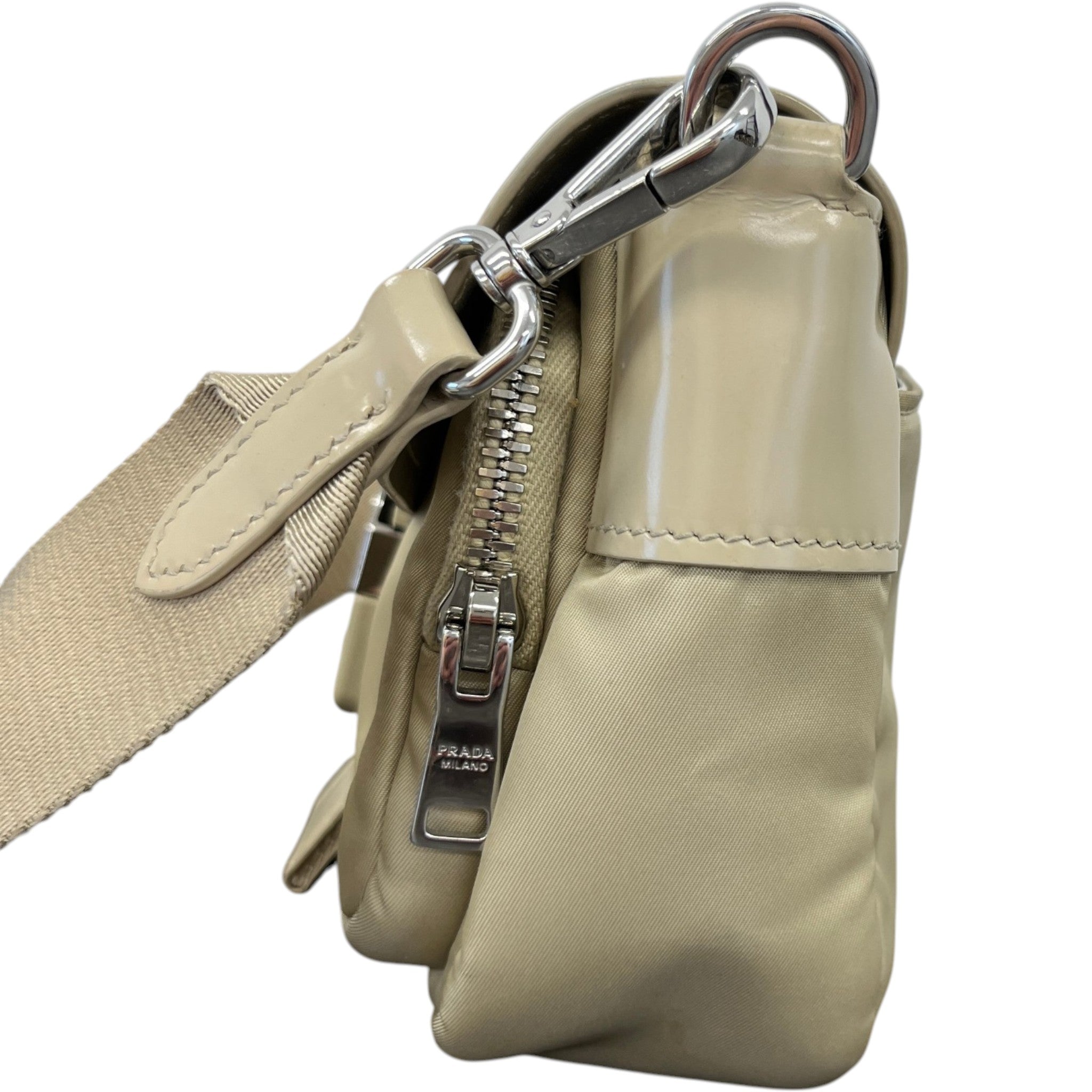 Women's Re-Nylon Spazzolato Double Pocket Bag Beige