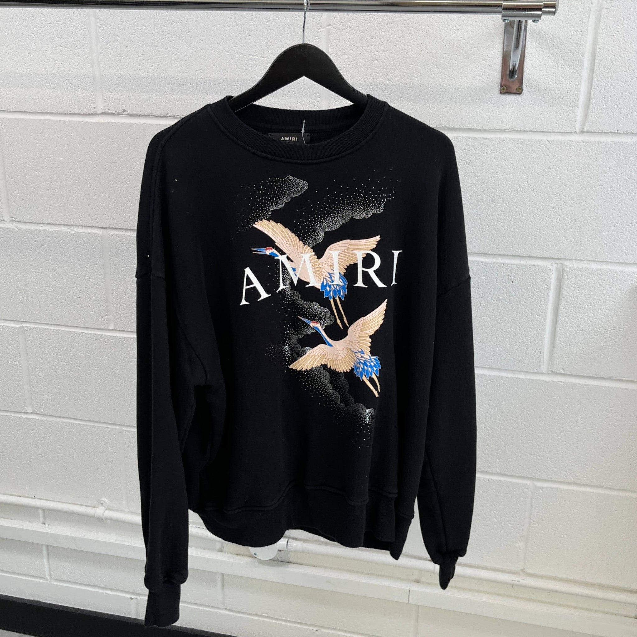 Men's Crane Crew Oversized Sweatshirt Black Size S