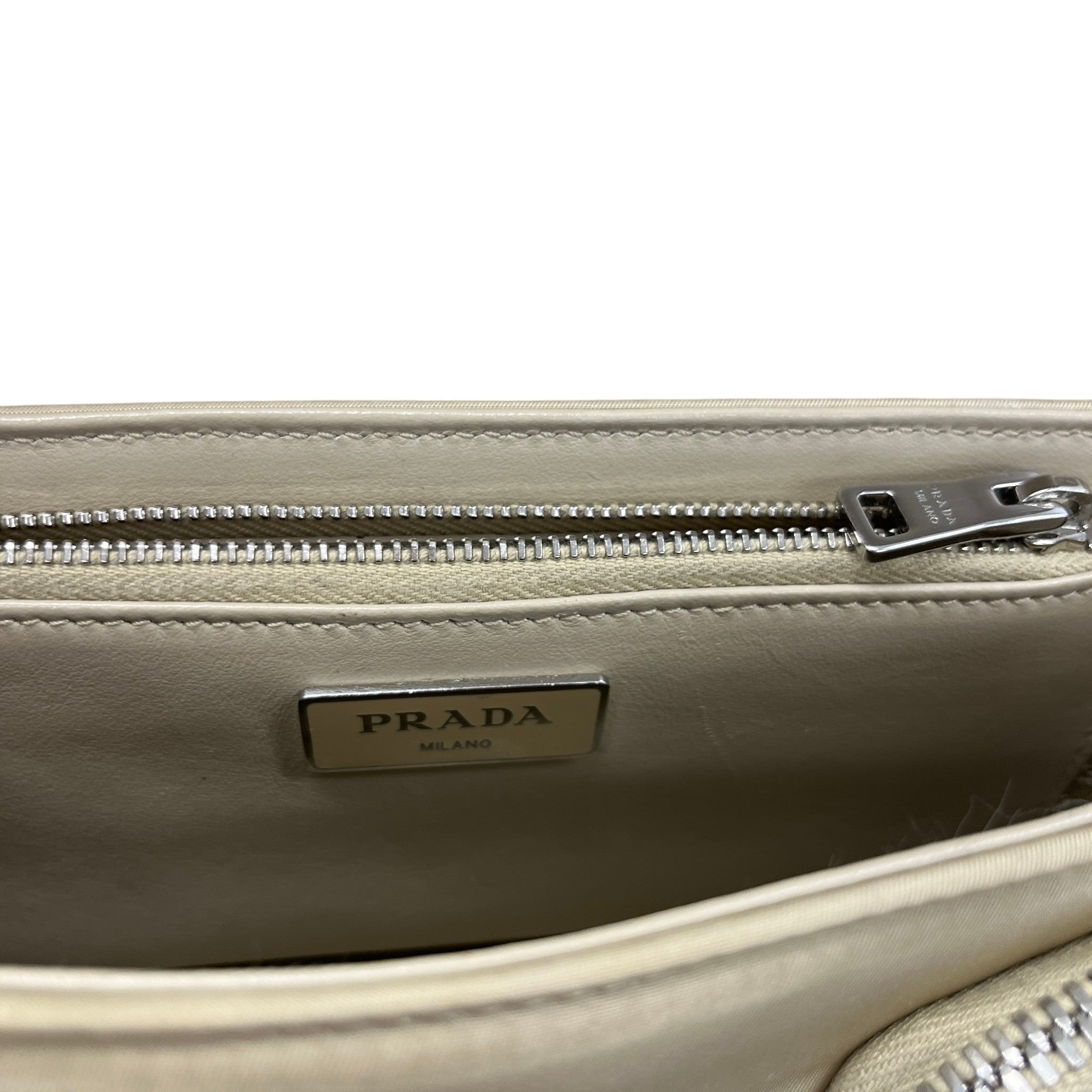 Women's Re-Nylon Spazzolato Double Pocket Bag Beige