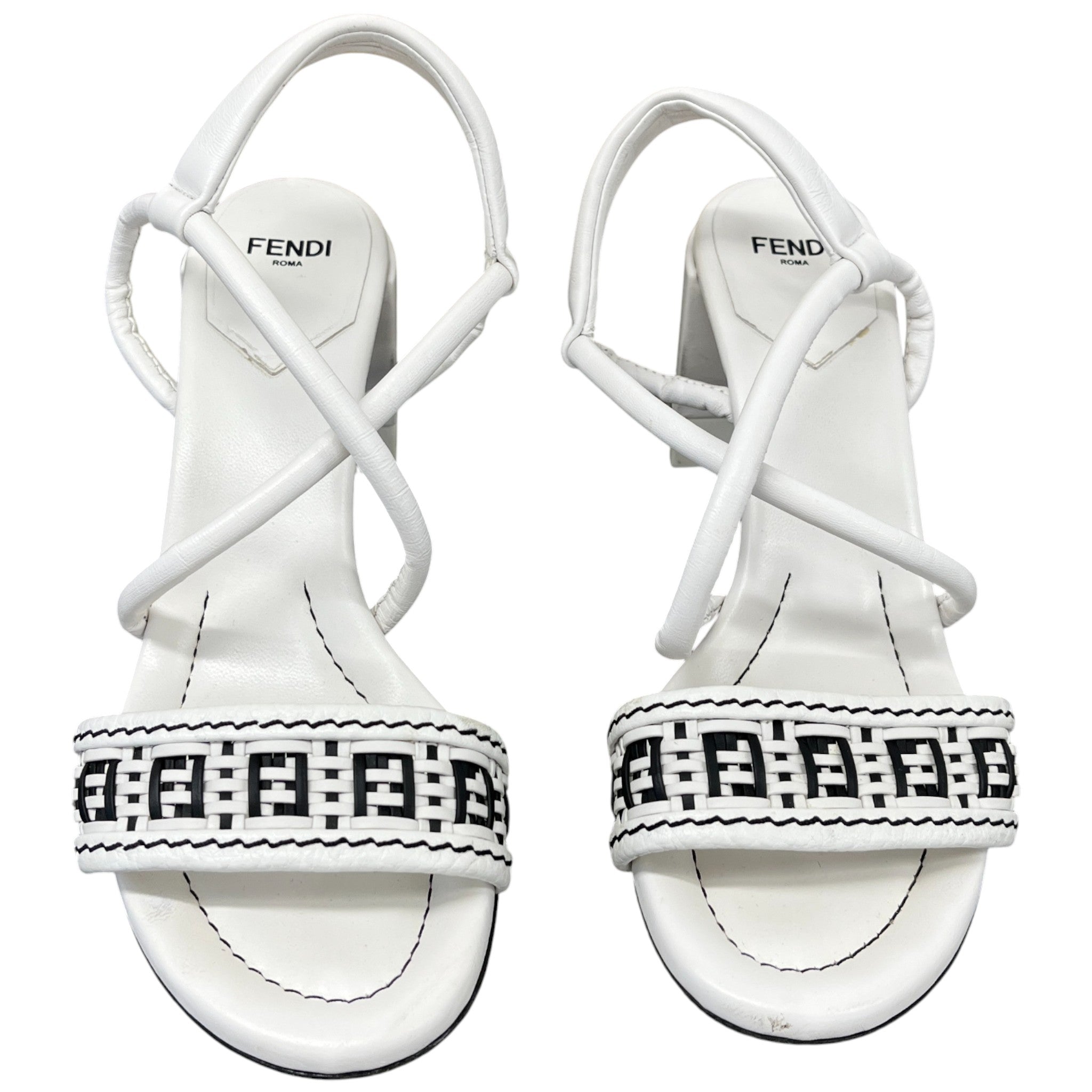 Women's Zucca Ff Logo Slingback Heels White Size EU 37 / UK 4