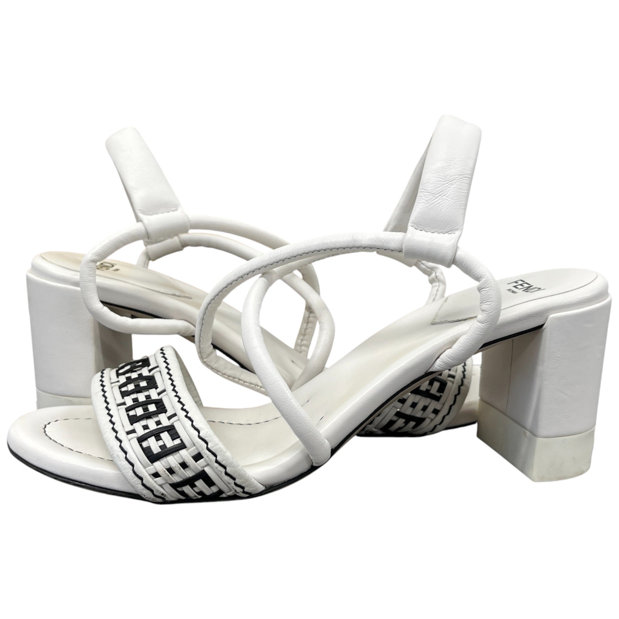 Women's Zucca Ff Logo Slingback Heels White Size EU 37 / UK 4