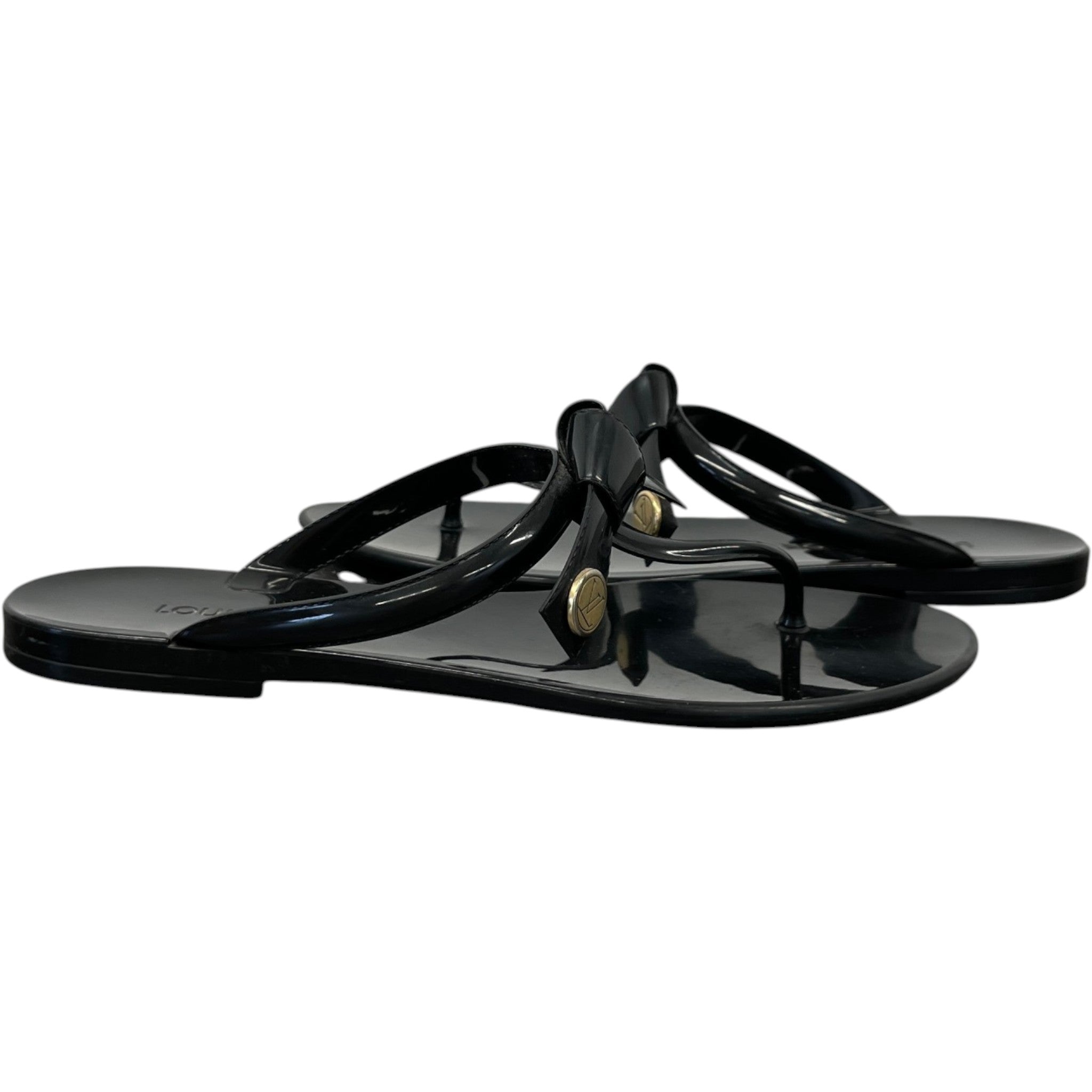 Women's Lv Logo Buckle Sandals Black Size EU 38 / UK 5