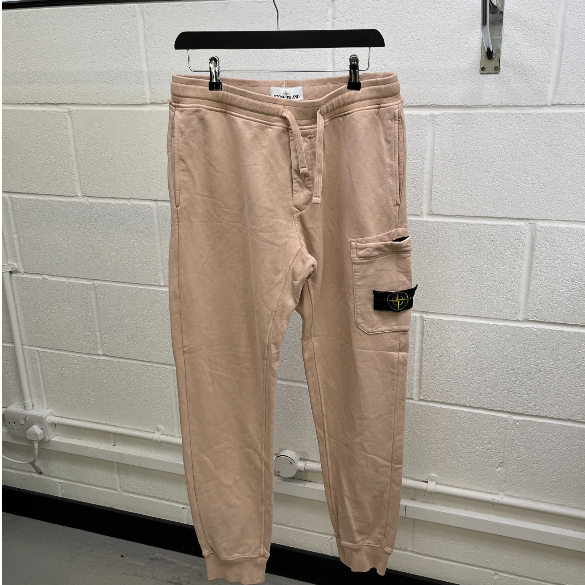 Men's Applique Logo Joggers Beige Size M