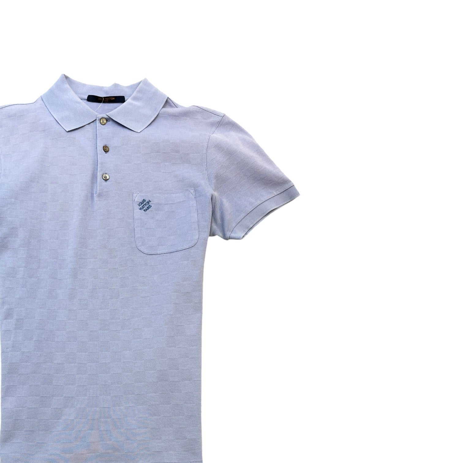Men's Damier Signature Polo Shirt Blue Size XS