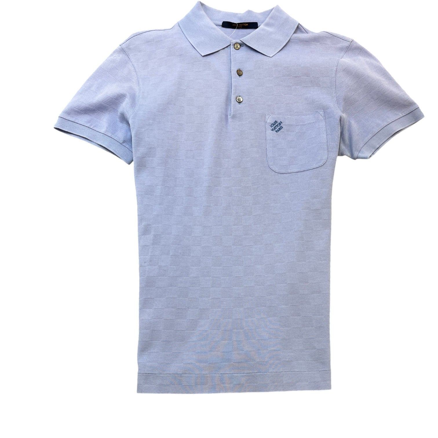 Men's Damier Signature Polo Shirt Blue Size XS