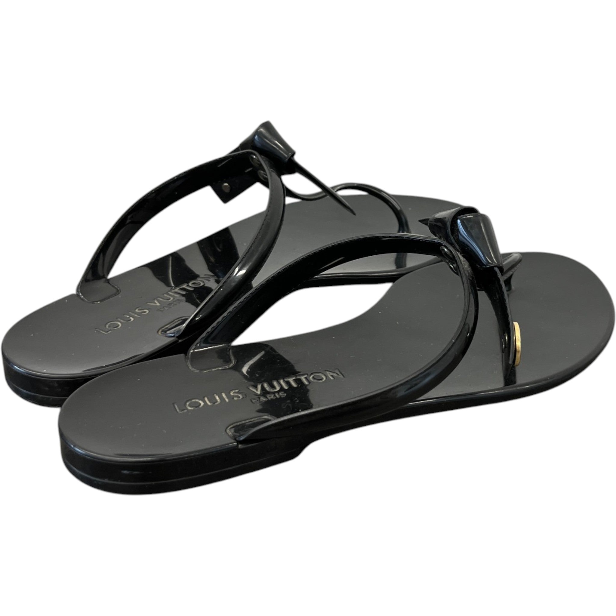 Women's Lv Logo Buckle Sandals Black Size EU 38 / UK 5