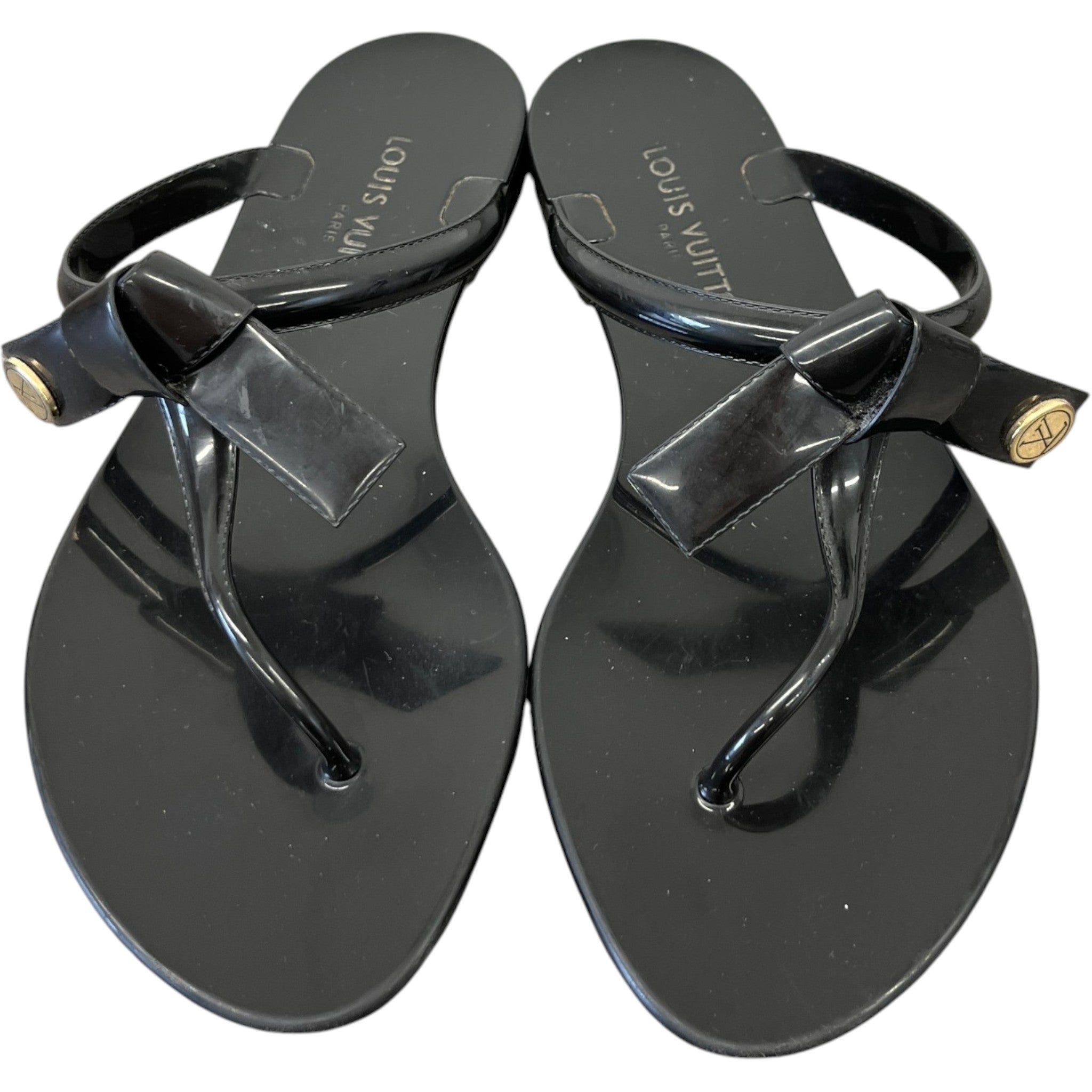 Women's Lv Logo Buckle Sandals Black Size EU 38 / UK 5
