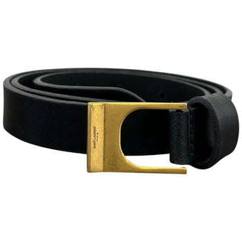 Women's Skinny Leather Belt Black Size W28