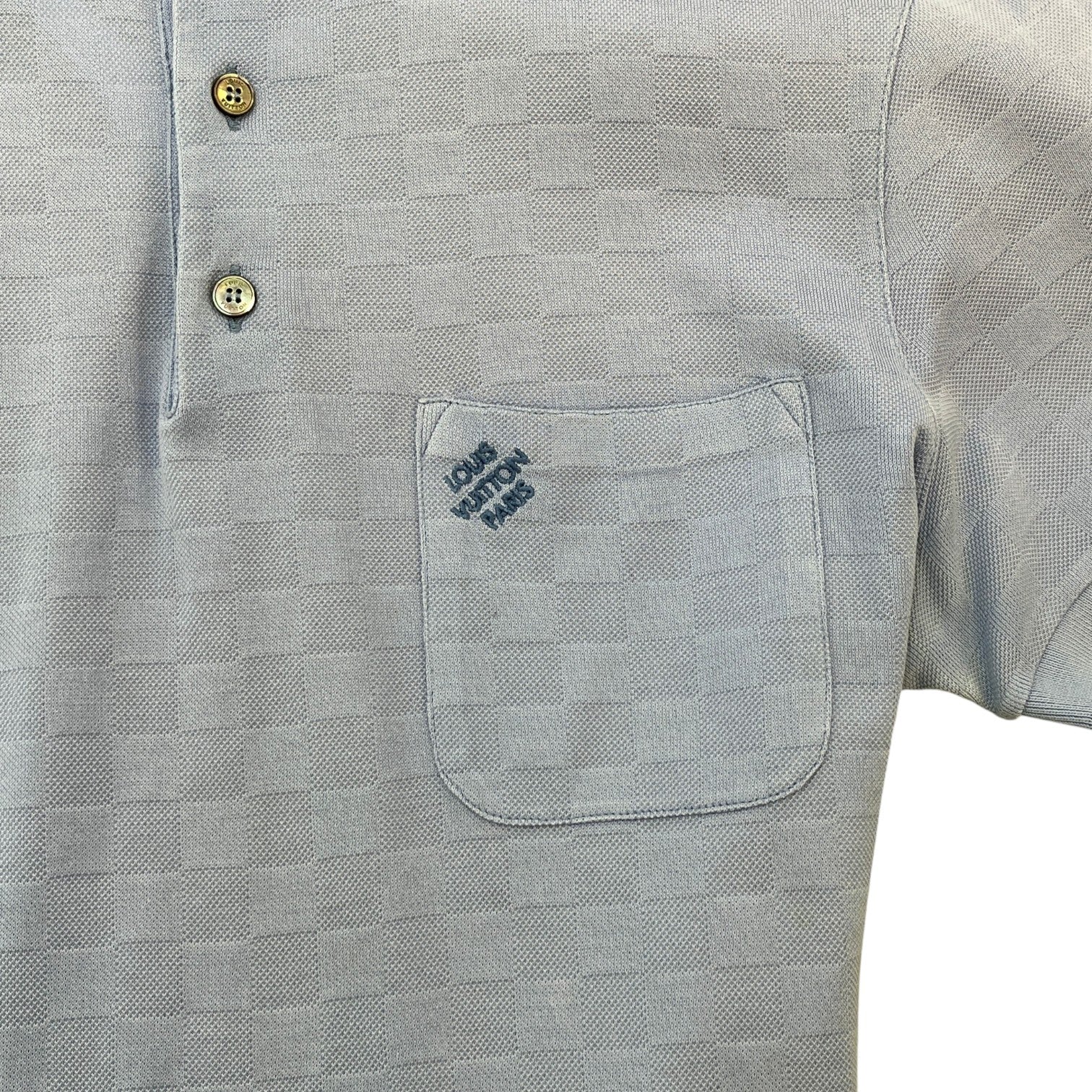 Men's Damier Signature Polo Shirt Blue Size XS