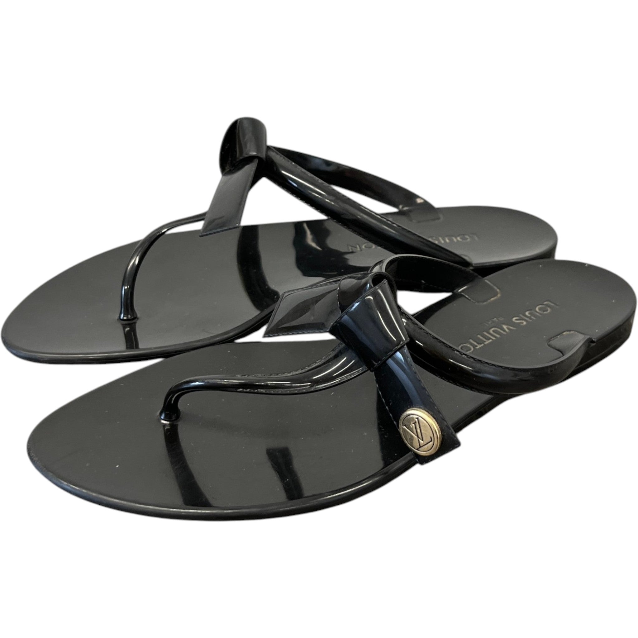 Women's Lv Logo Buckle Sandals Black Size EU 38 / UK 5