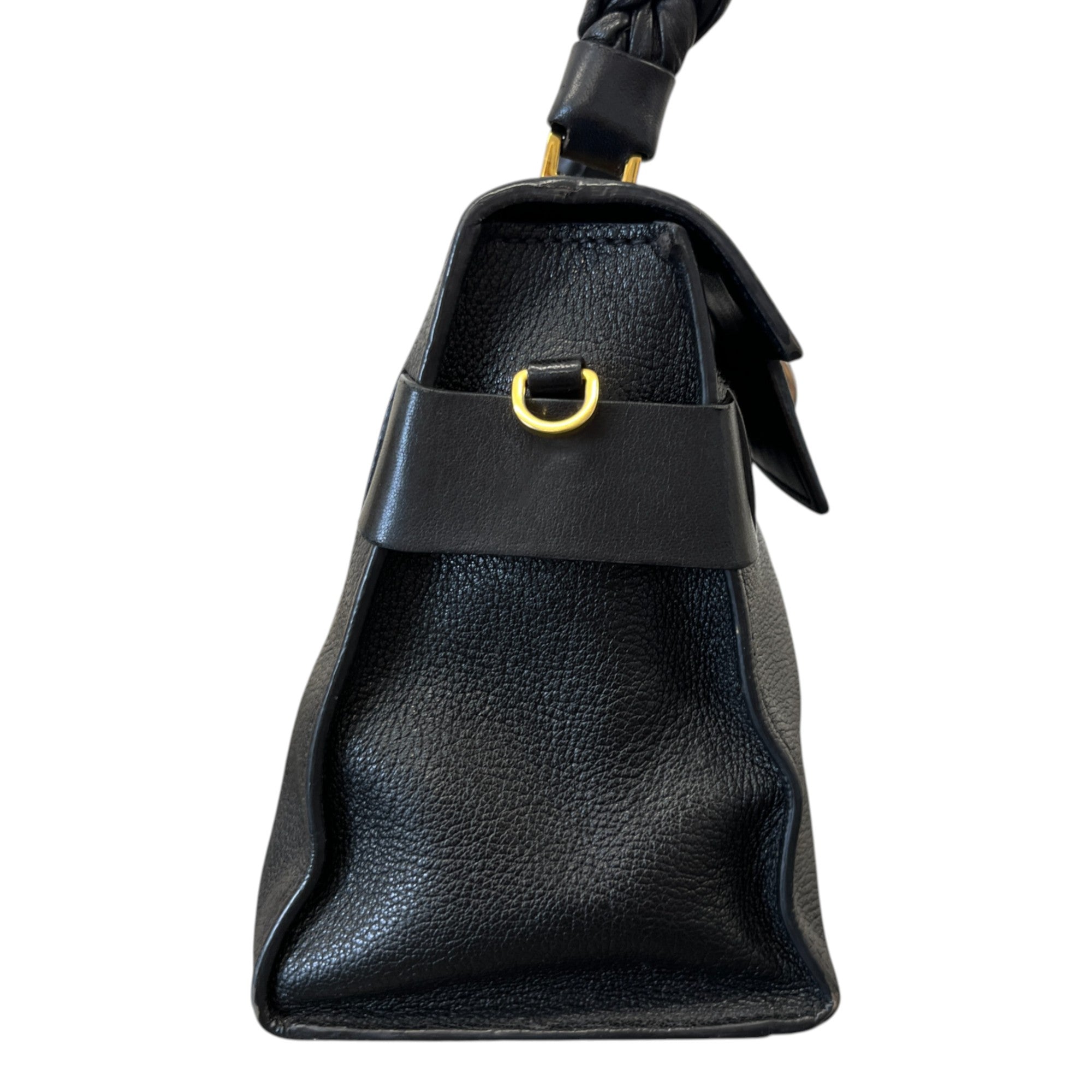Women's Goatskin Madras Click Top Handle Nero Handbag Black