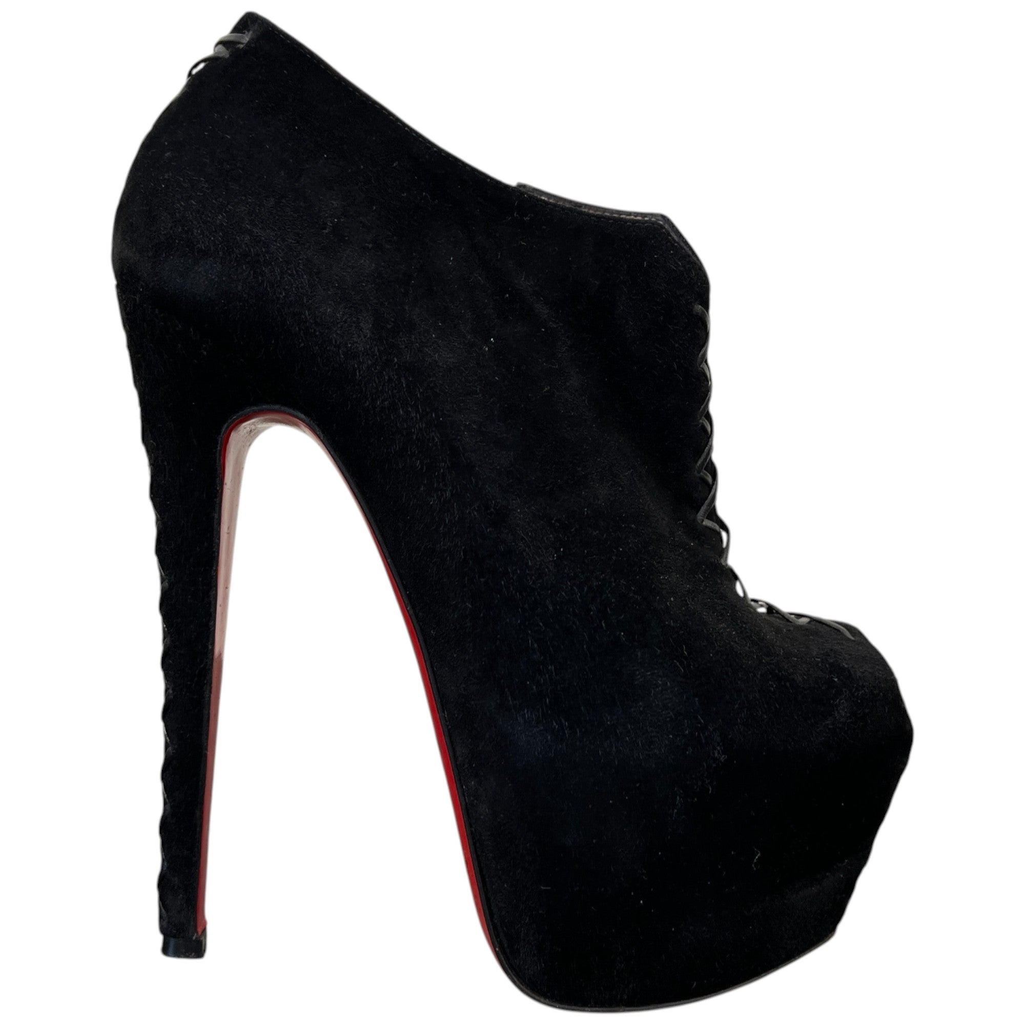 Women's Peep Toe Ankle Boots Heels Black Size EU 37.5 / UK 4.5