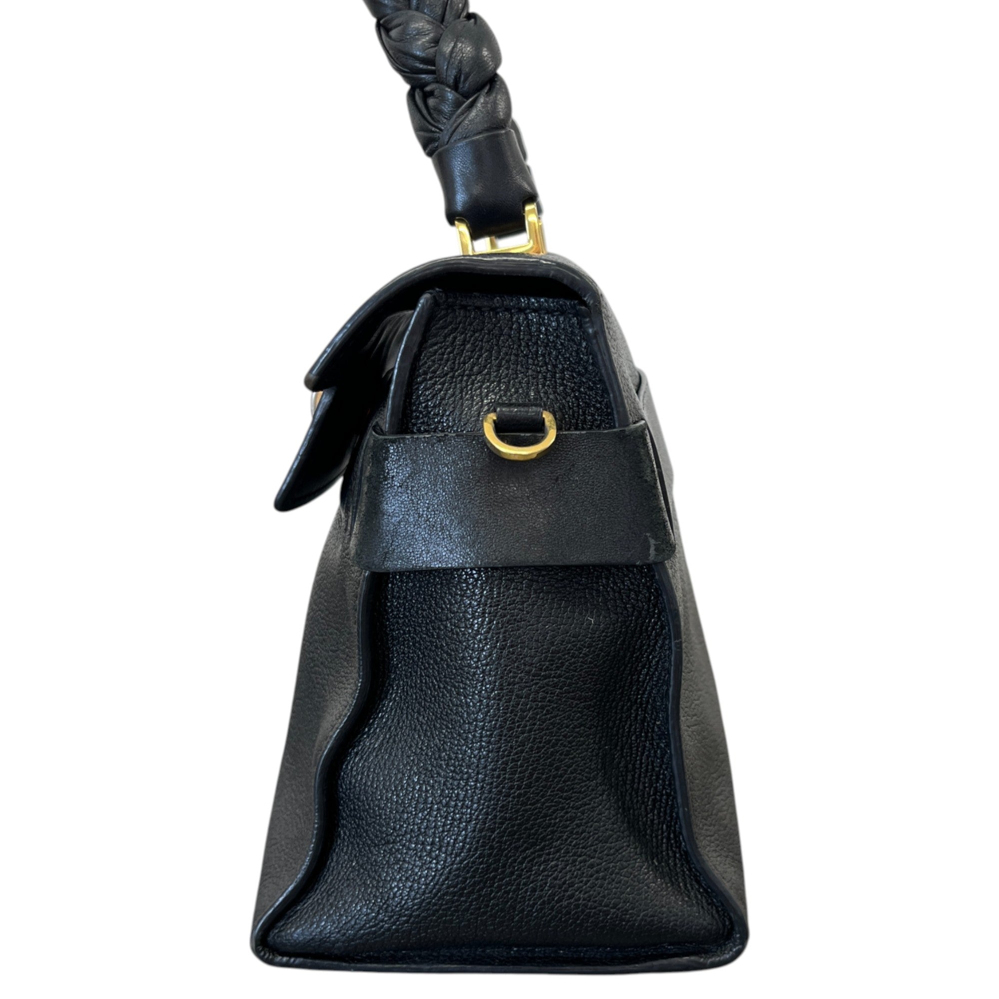Women's Goatskin Madras Click Top Handle Nero Handbag Black