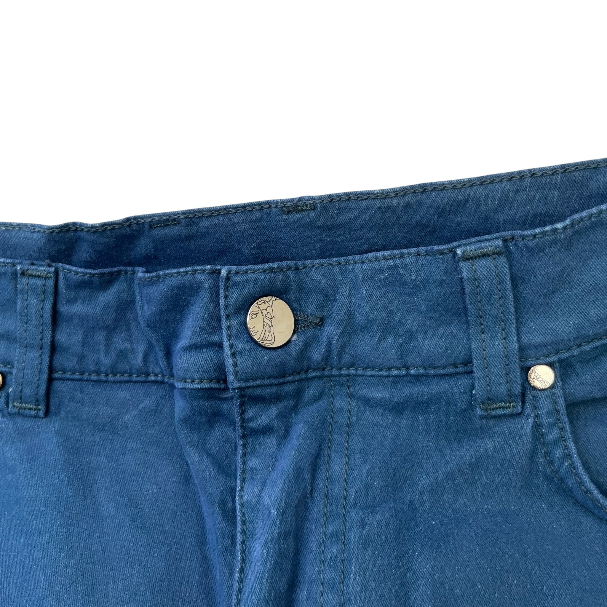 Men's Embroidered Medusa Logo Jeans Blue Size Waist 33"