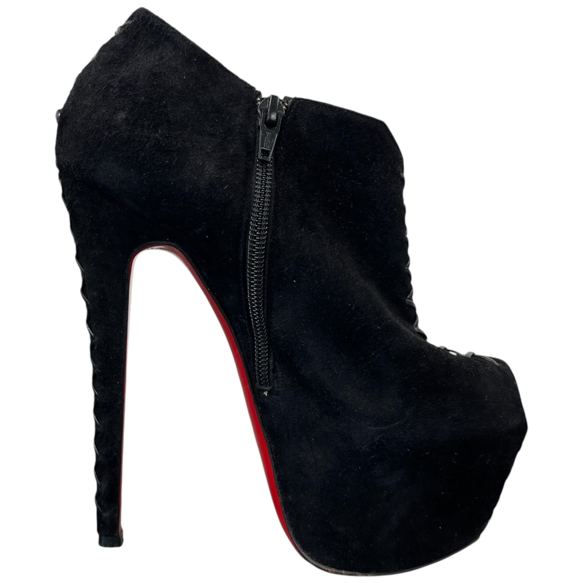 Women's Peep Toe Ankle Boots Heels Black Size EU 37.5 / UK 4.5