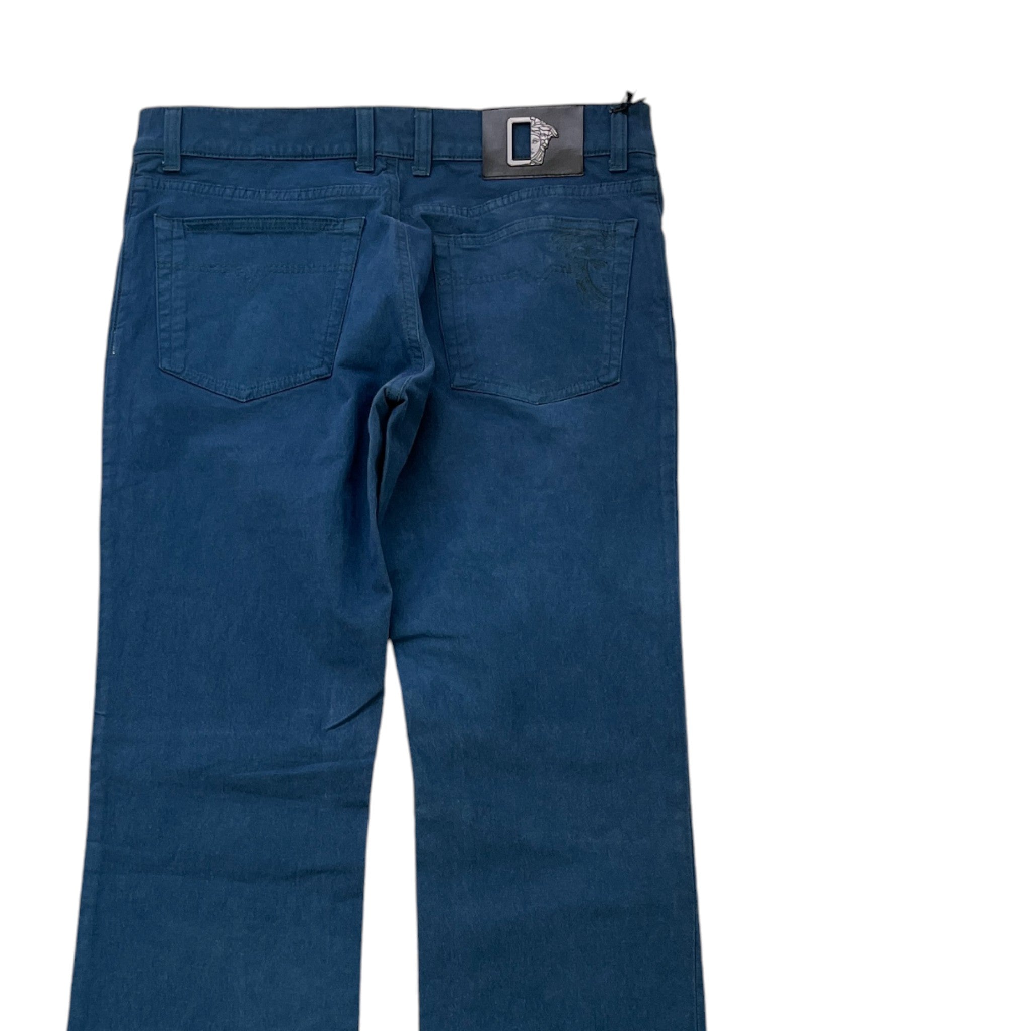 Men's Embroidered Medusa Logo Jeans Blue Size Waist 33"