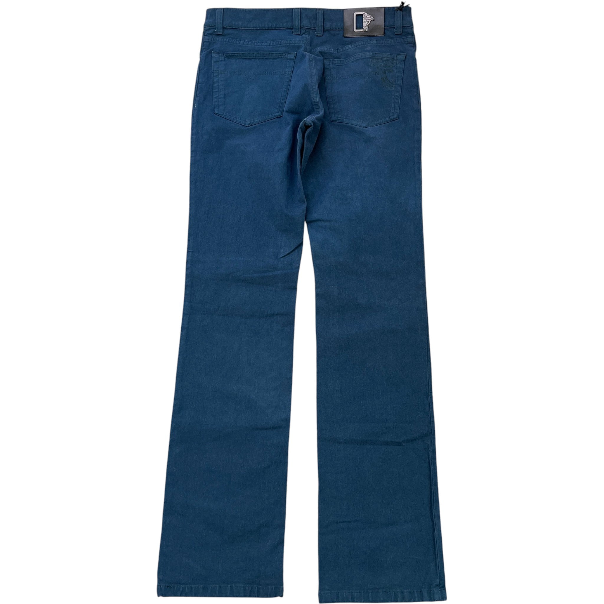 Men's Embroidered Medusa Logo Jeans Blue Size Waist 33"