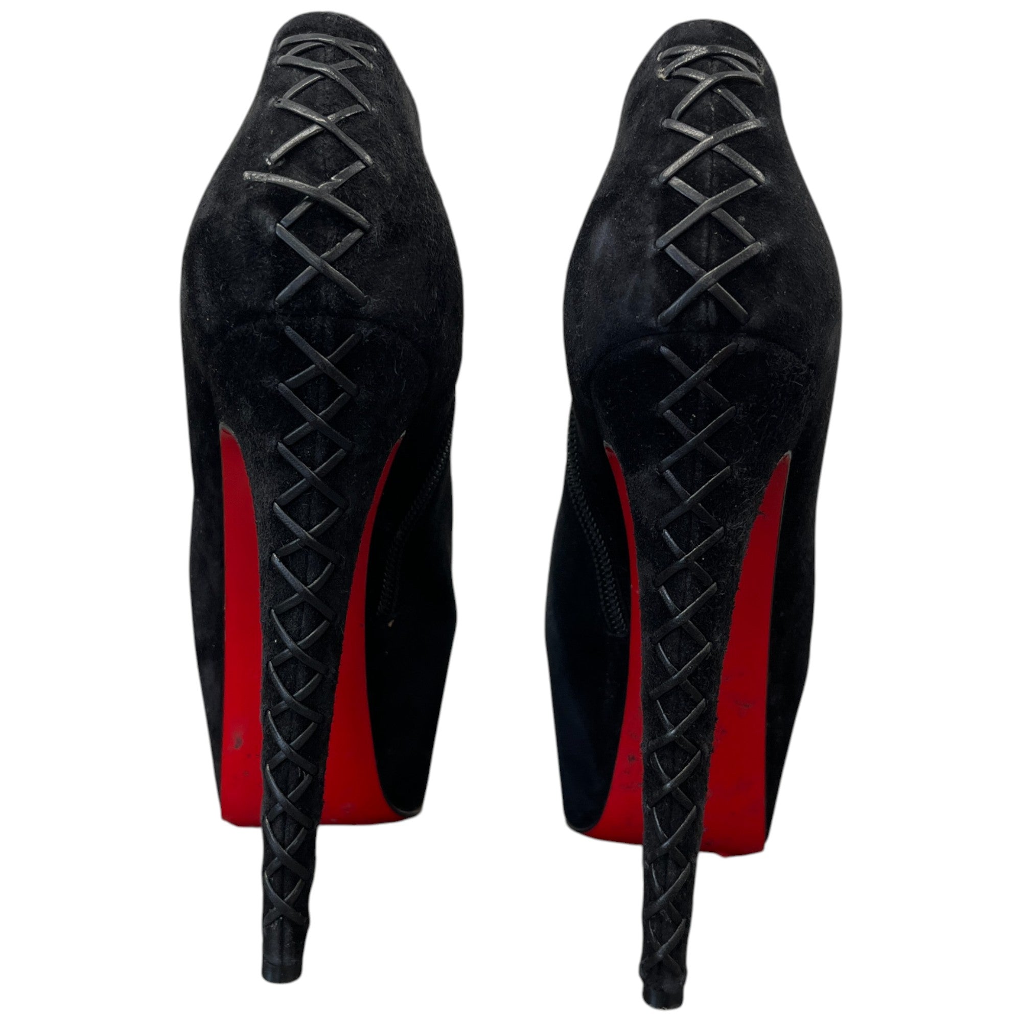 Women's Peep Toe Ankle Boots Heels Black Size EU 37.5 / UK 4.5