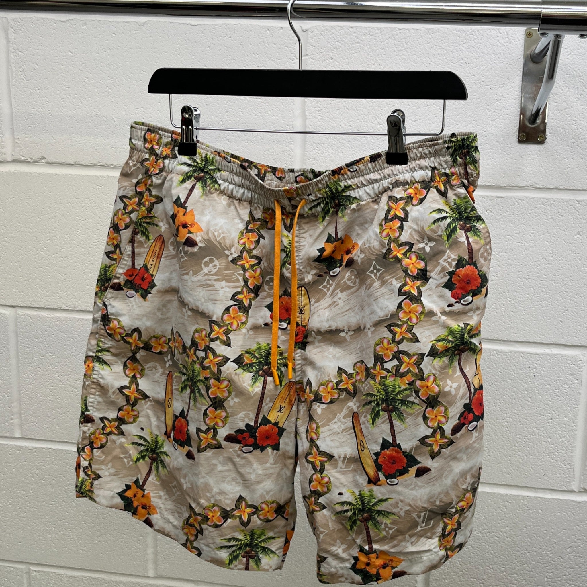 Men's Monogram Print Swim Shorts Multi-Coloured Size L