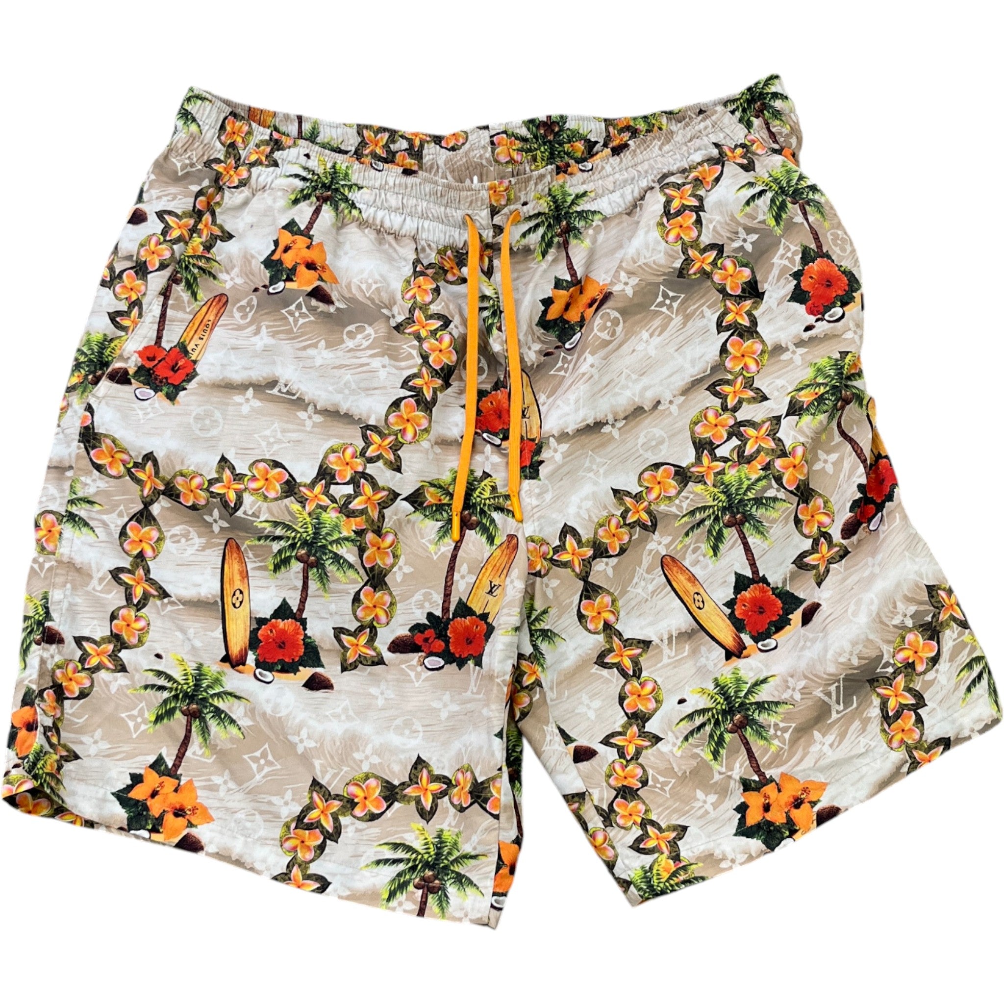 Men's Monogram Print Swim Shorts Multi-Coloured Size L