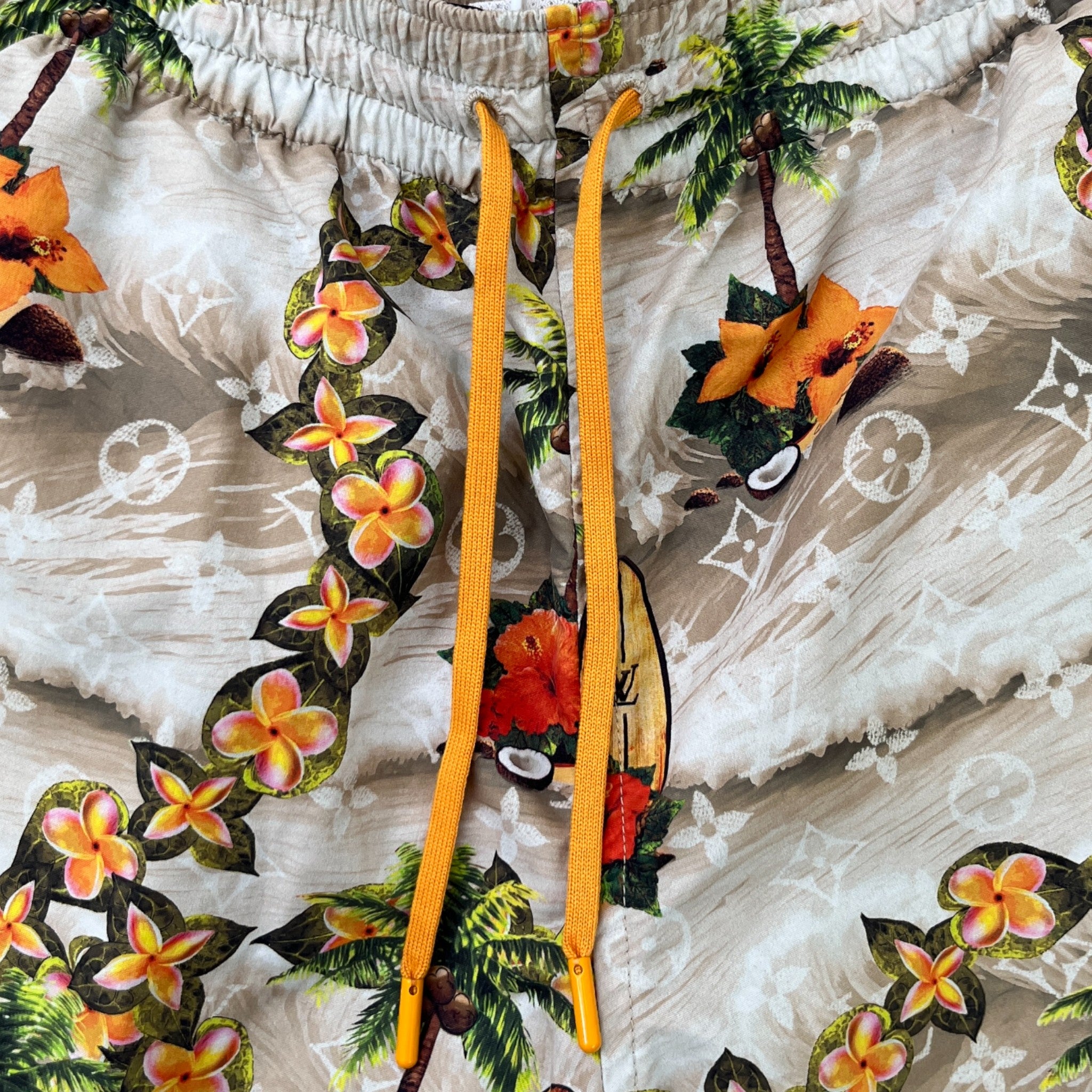 Men's Monogram Print Swim Shorts Multi-Coloured Size L