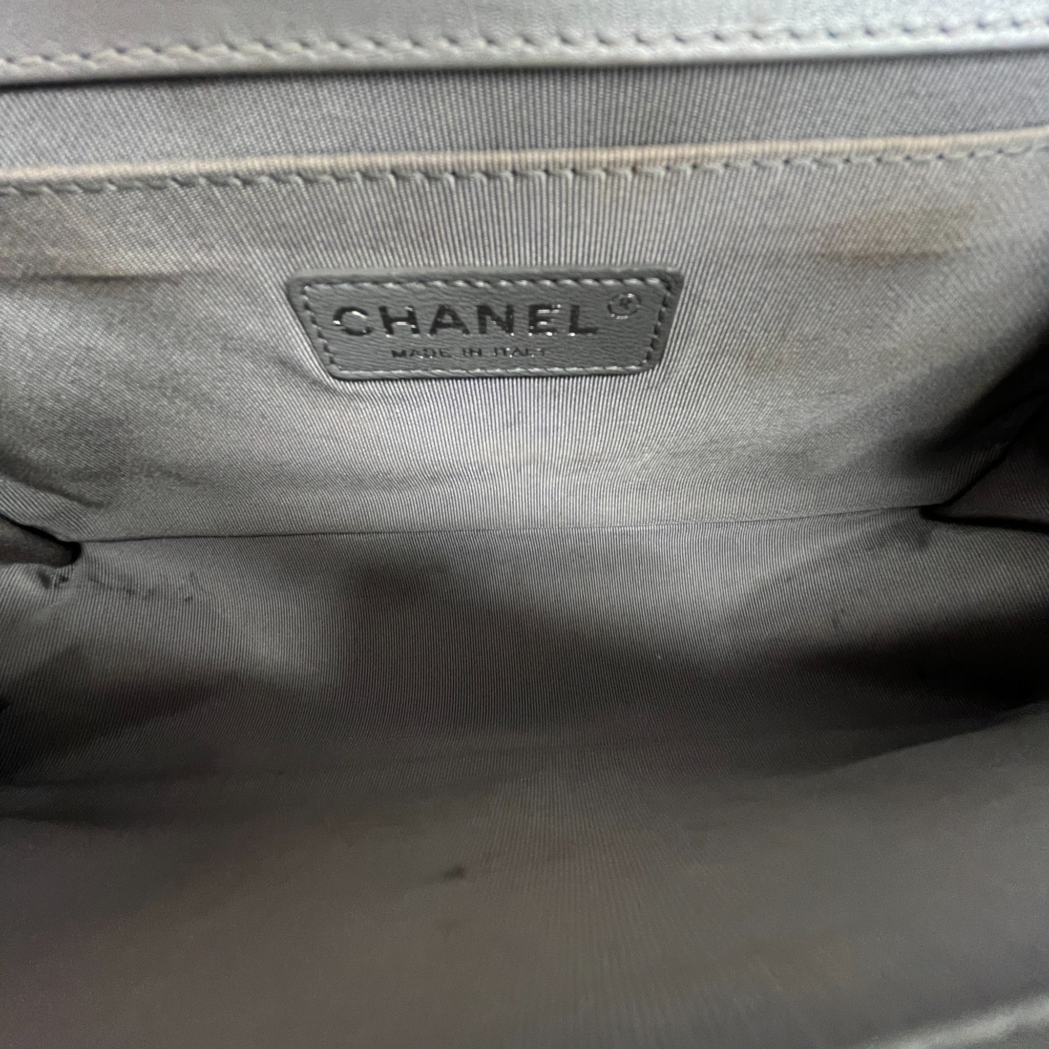 Women's Metallic Lambskin Medium Boy Bag Silver