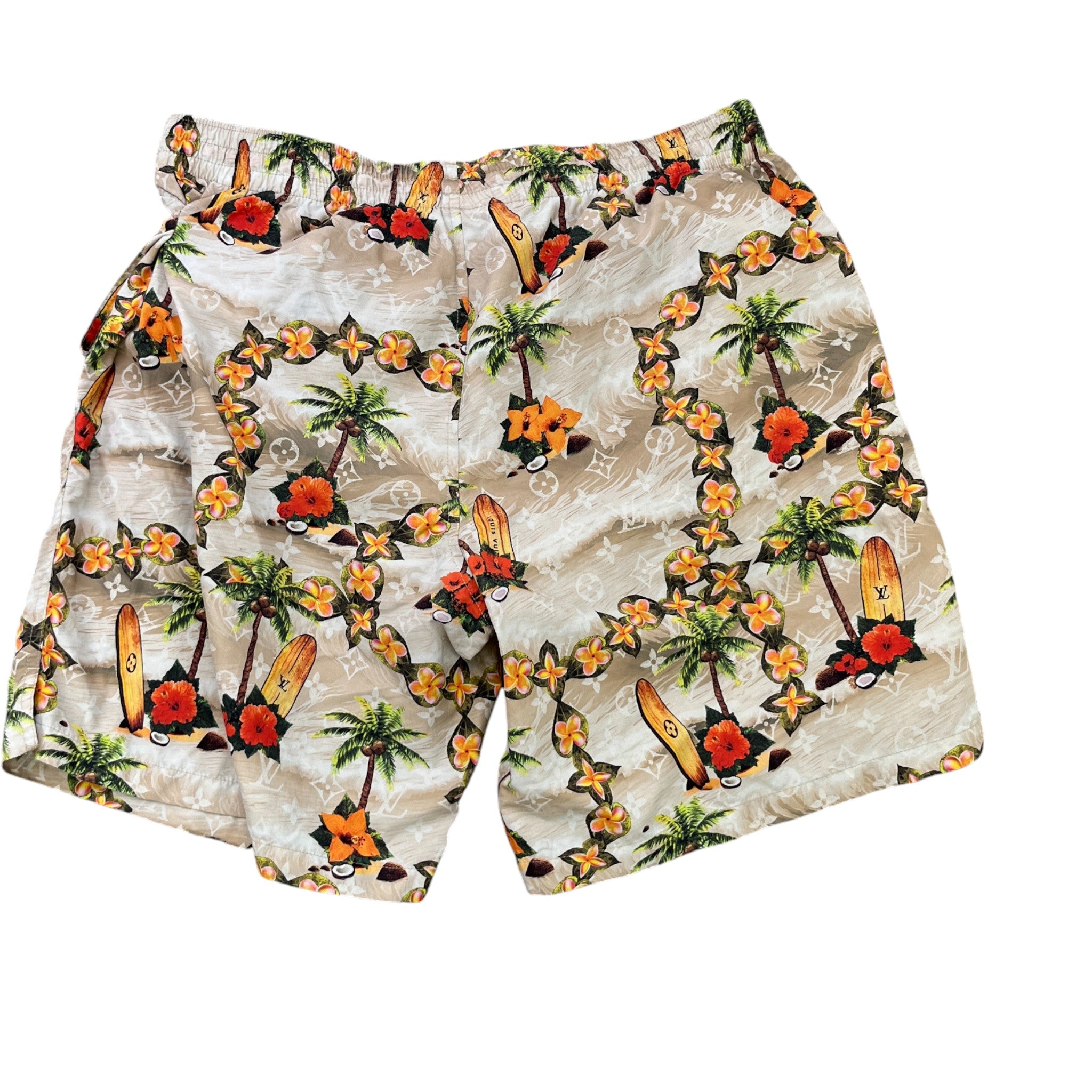 Men's Monogram Print Swim Shorts Multi-Coloured Size L