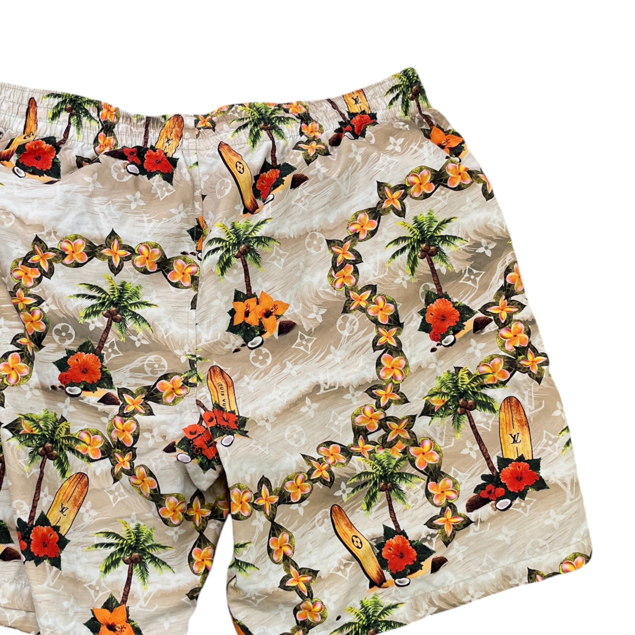 Men's Monogram Print Swim Shorts Multi-Coloured Size L