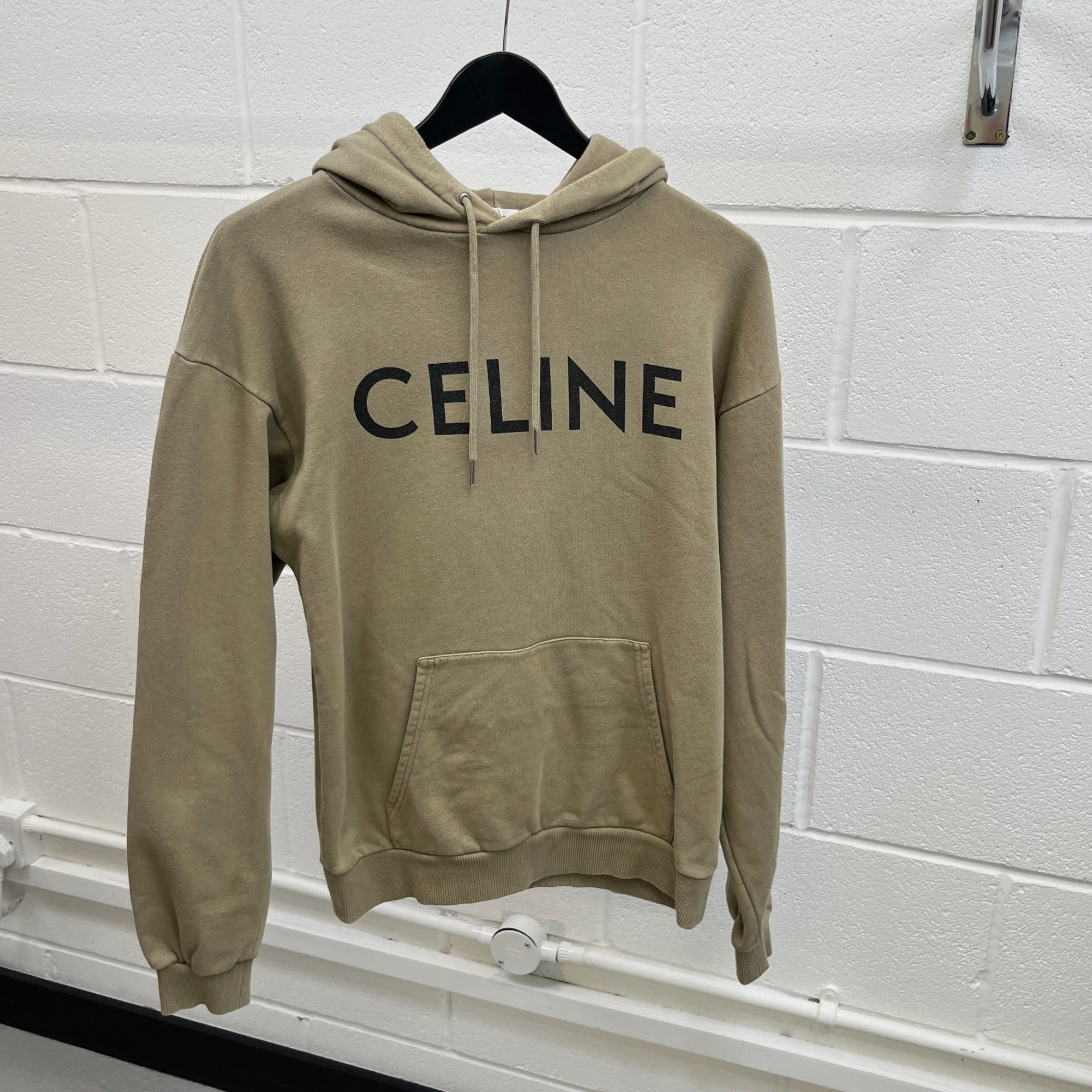 Men's Logo Print Hoodie Khaki Size XS