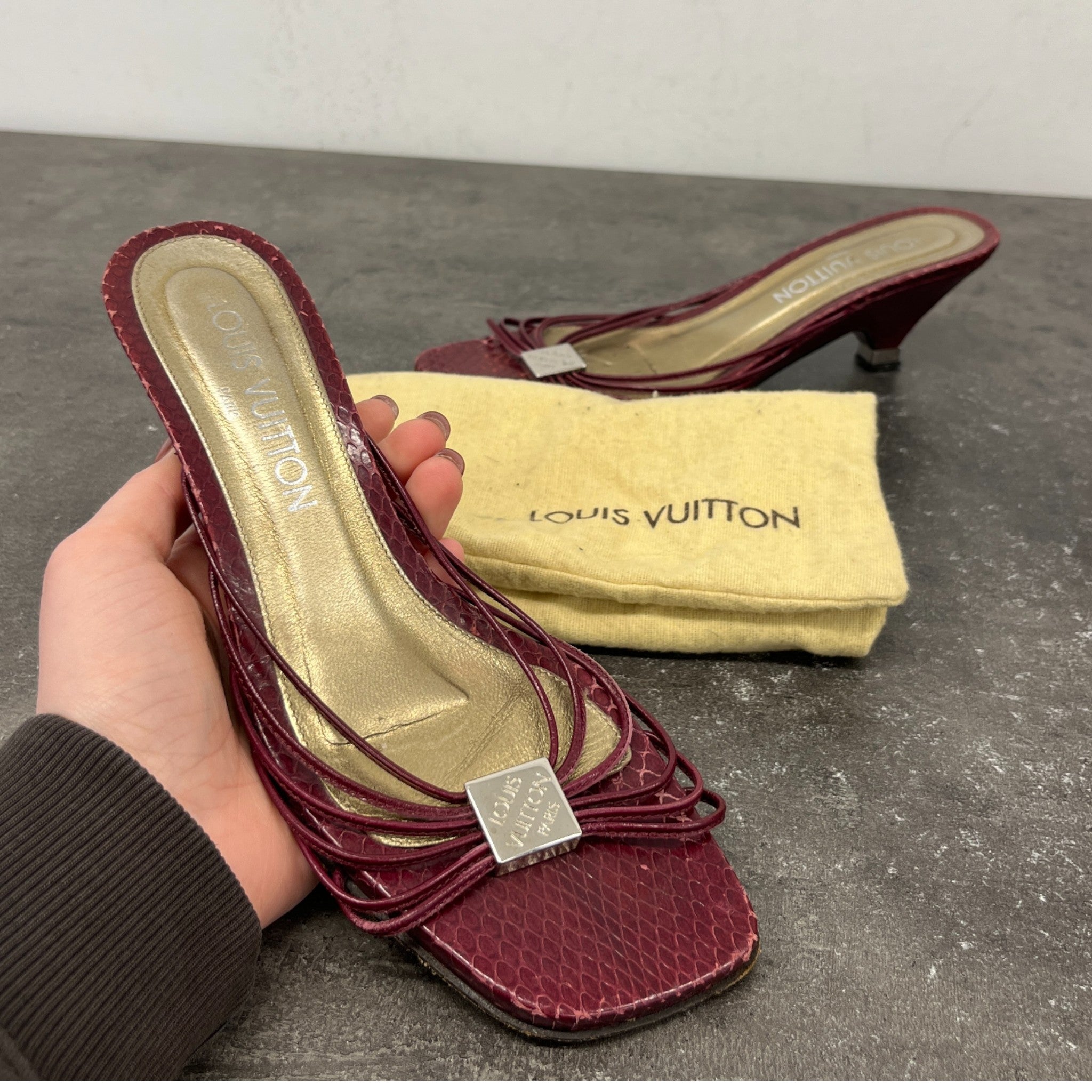 Women's Mules Heels Burgundy Size EU 37.5 / UK 4.5
