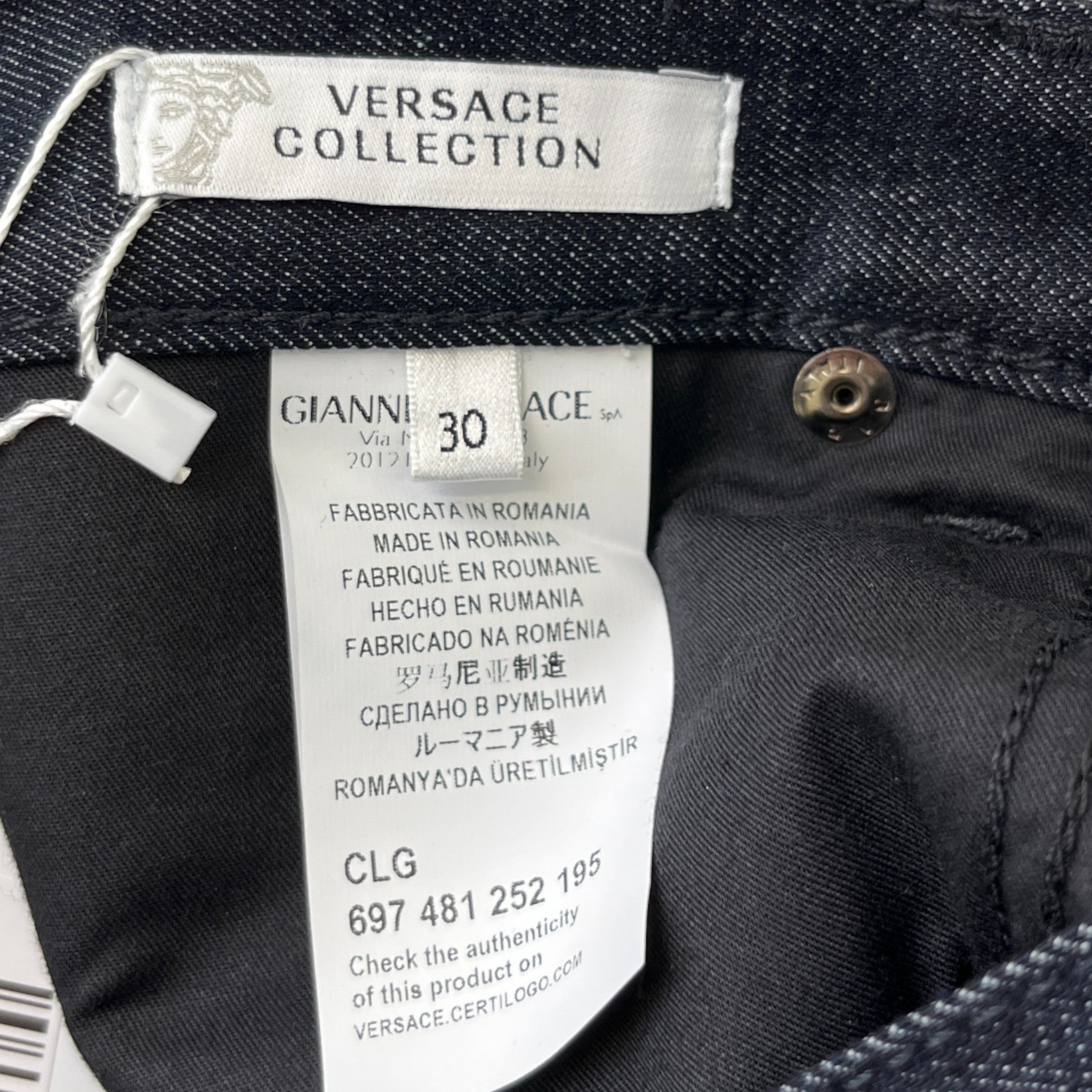 Men's Medusa Logo Jeans Navy Size Waist 30"