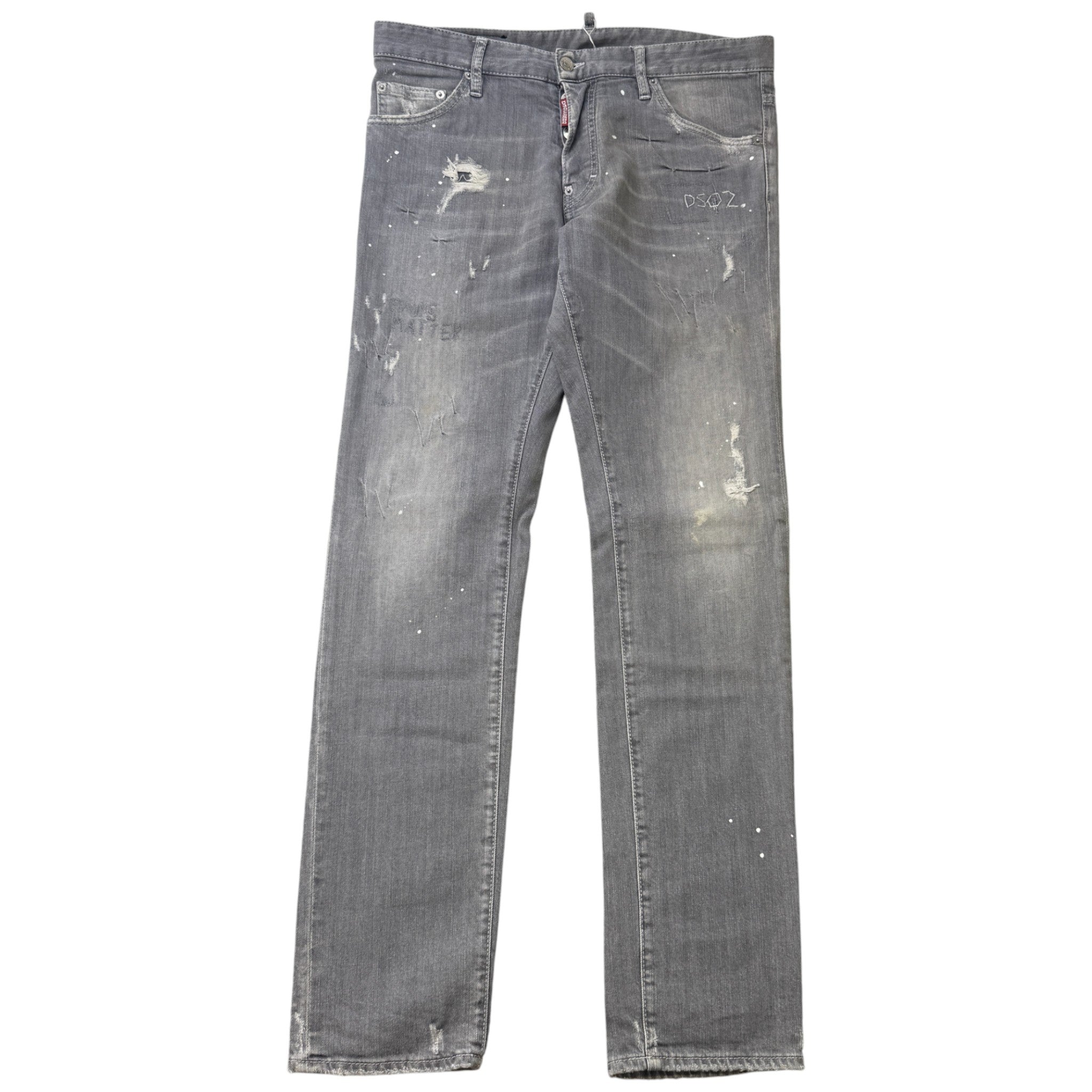 Men's Distressed Paint Splat Jeans Grey Size IT 50 / UK 34