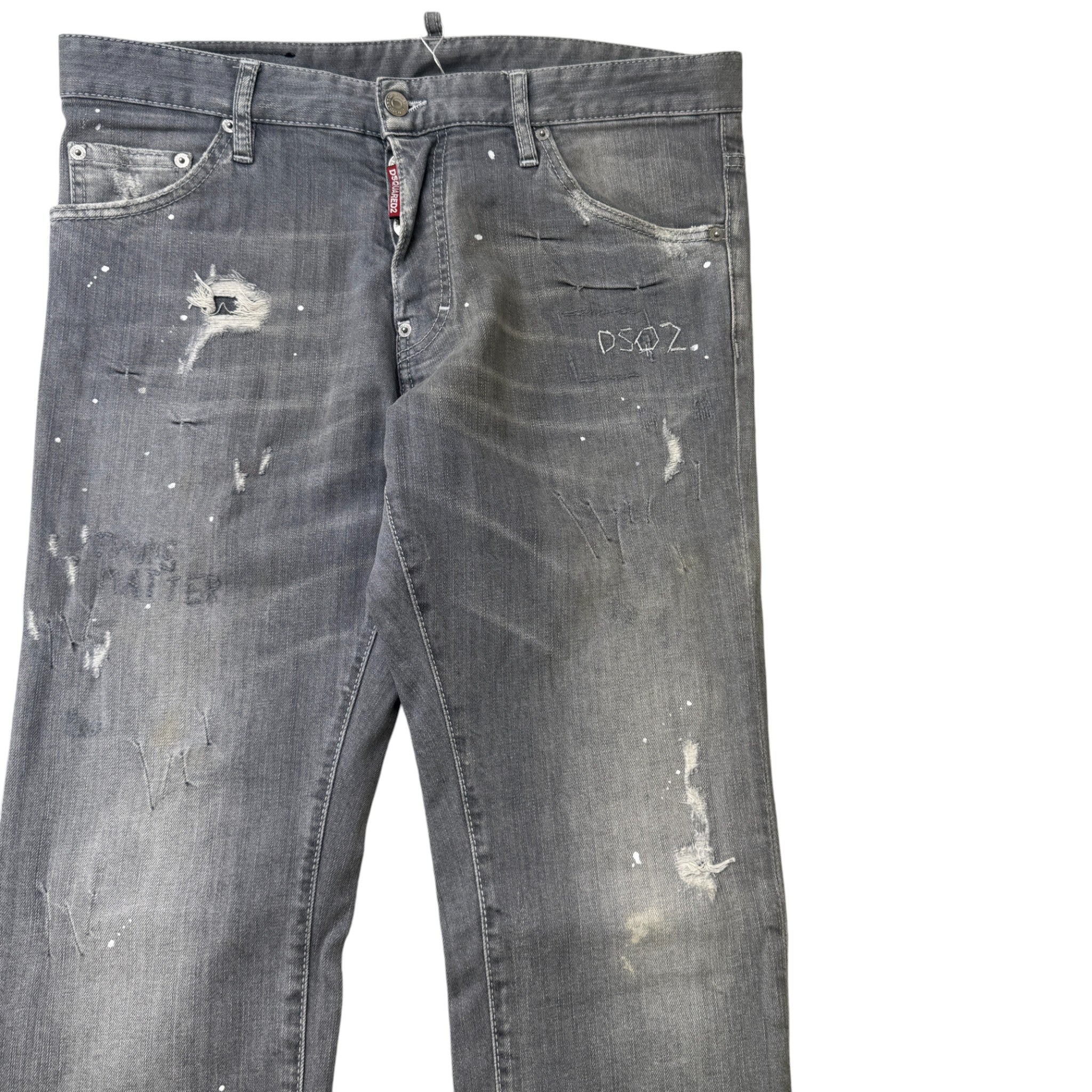 Men's Distressed Paint Splat Jeans Grey Size IT 50 / UK 34