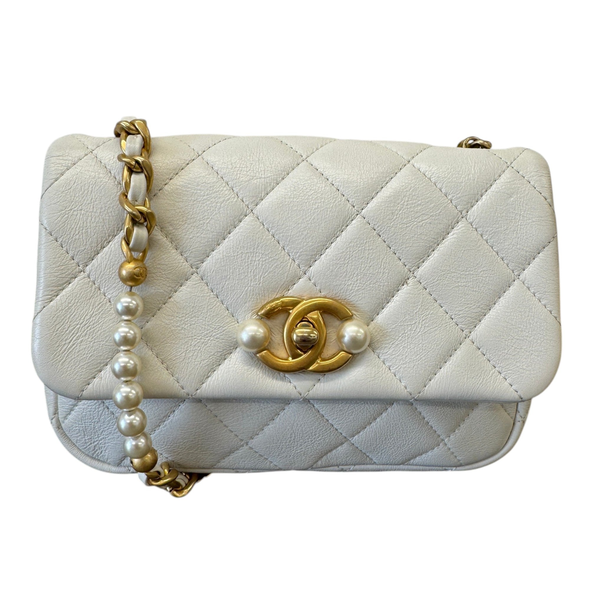 Women's Pearl Side Flap Bag White