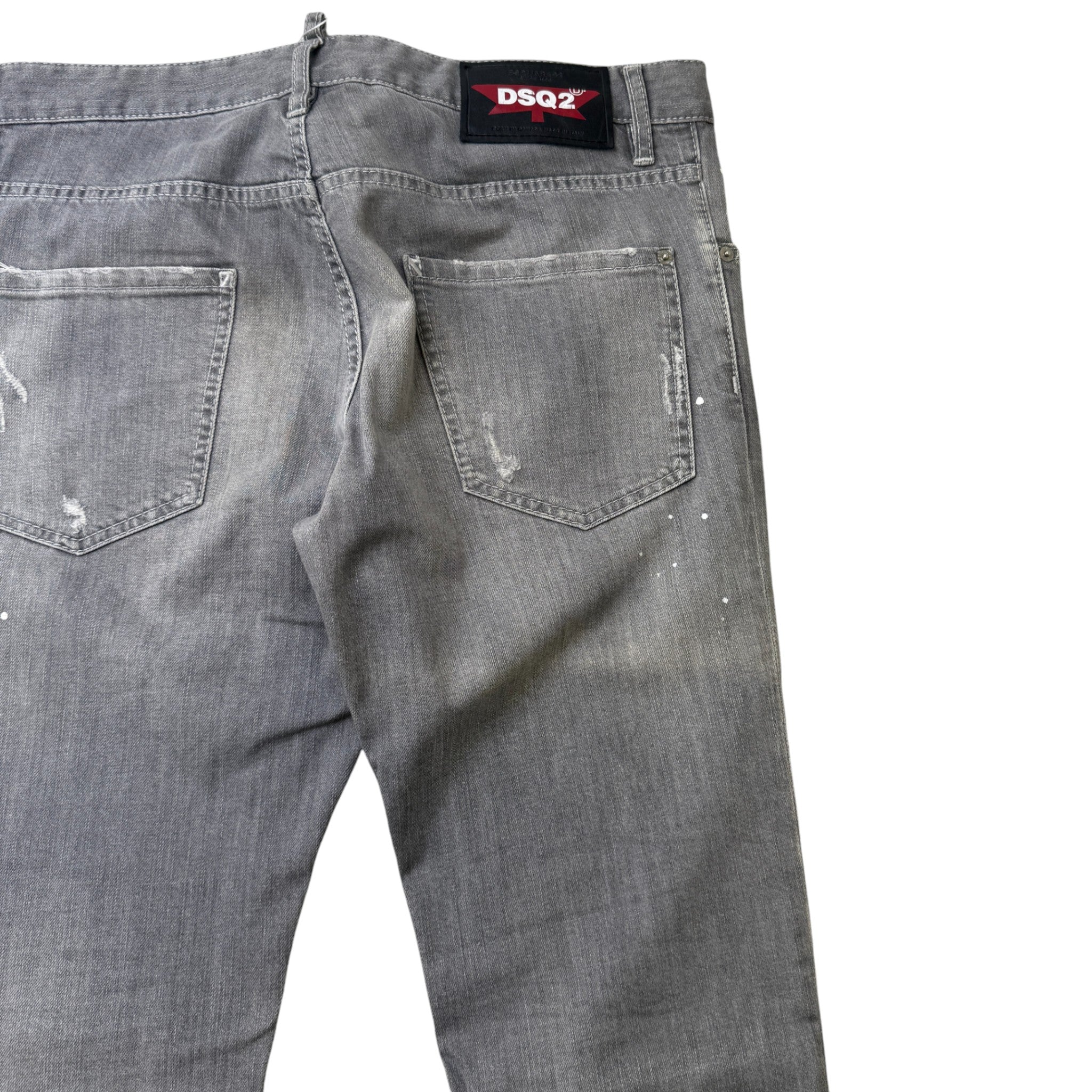 Men's Distressed Paint Splat Jeans Grey Size IT 50 / UK 34