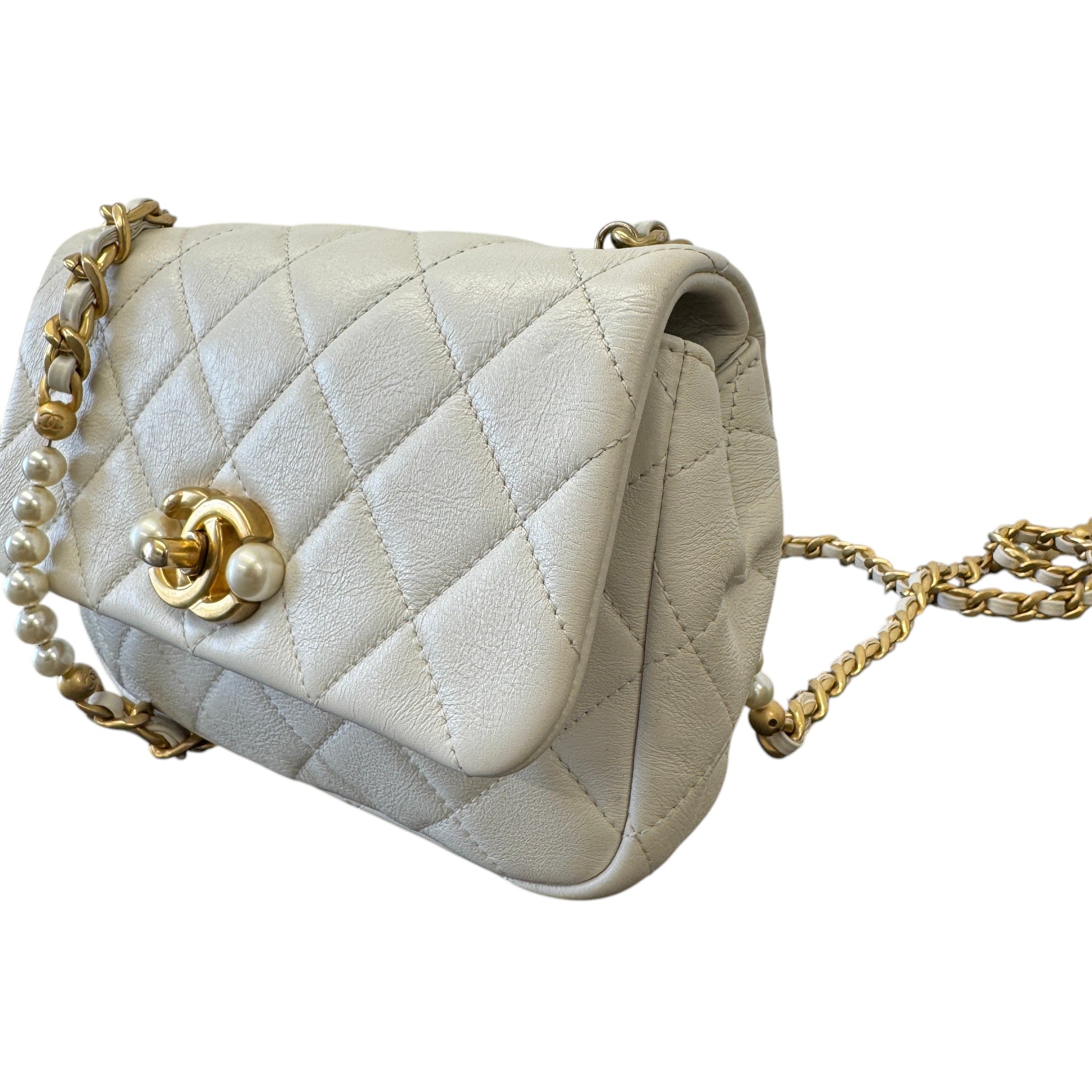 Women's Pearl Side Flap Bag White