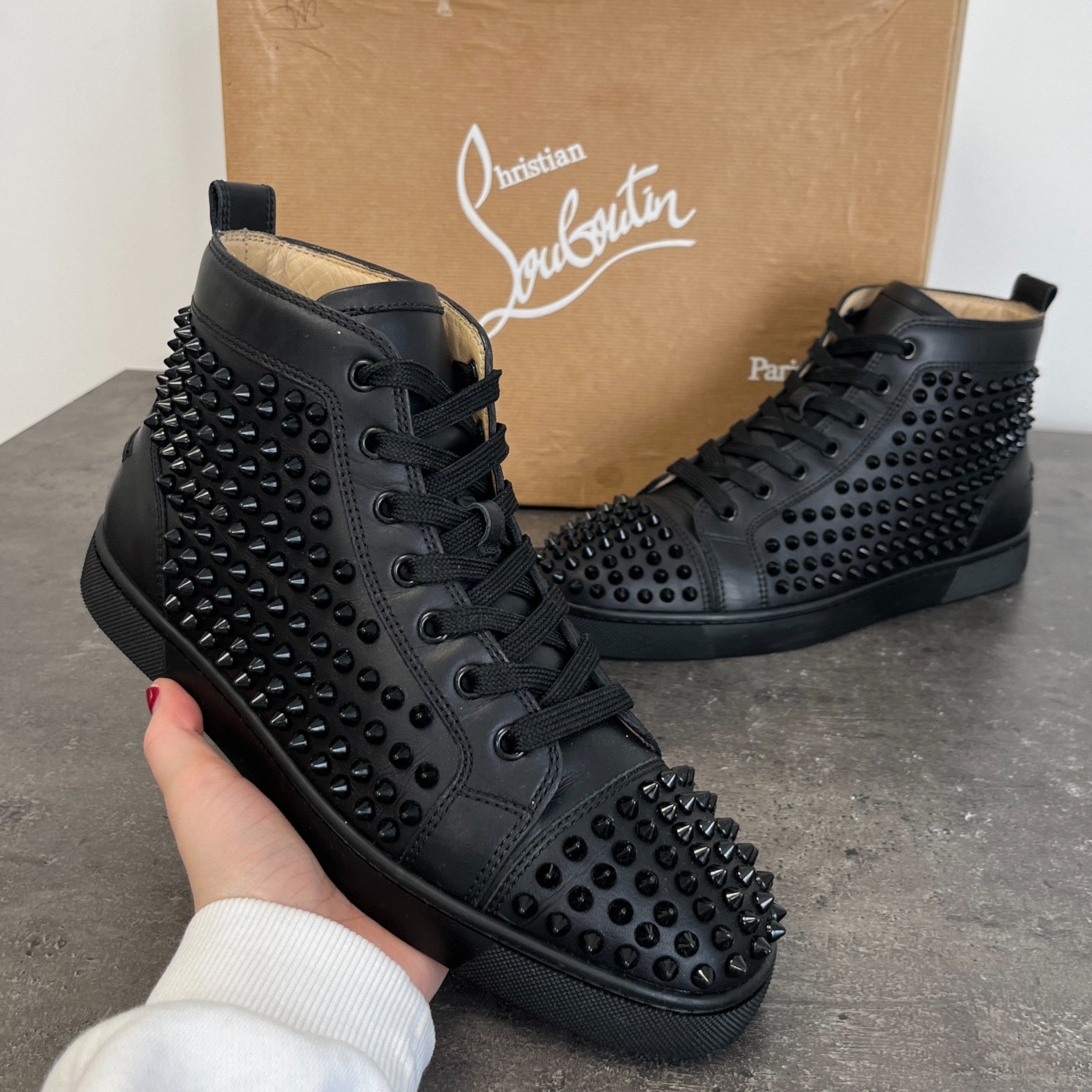 Men's Louis Spikes Flat High Trainers Black Size EU 40 / UK 6