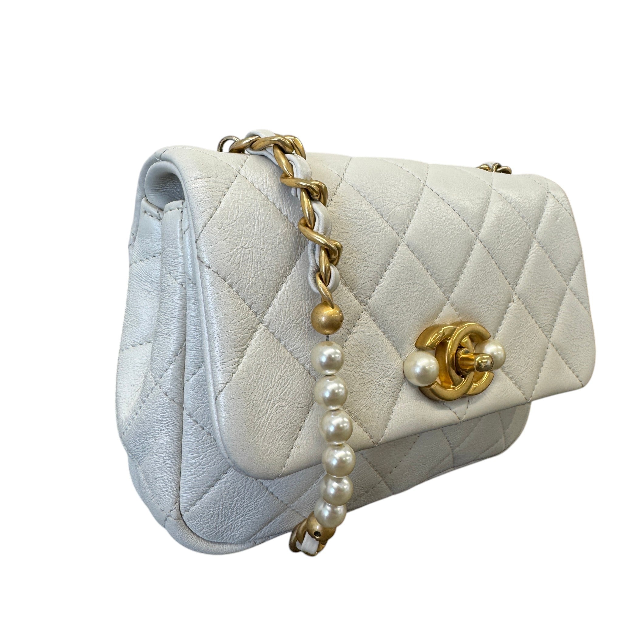 Women's Pearl Side Flap Bag White