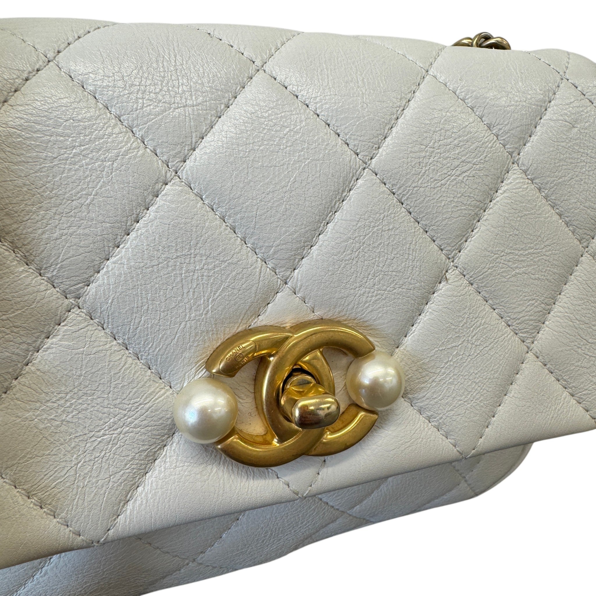 Women's Pearl Side Flap Bag White