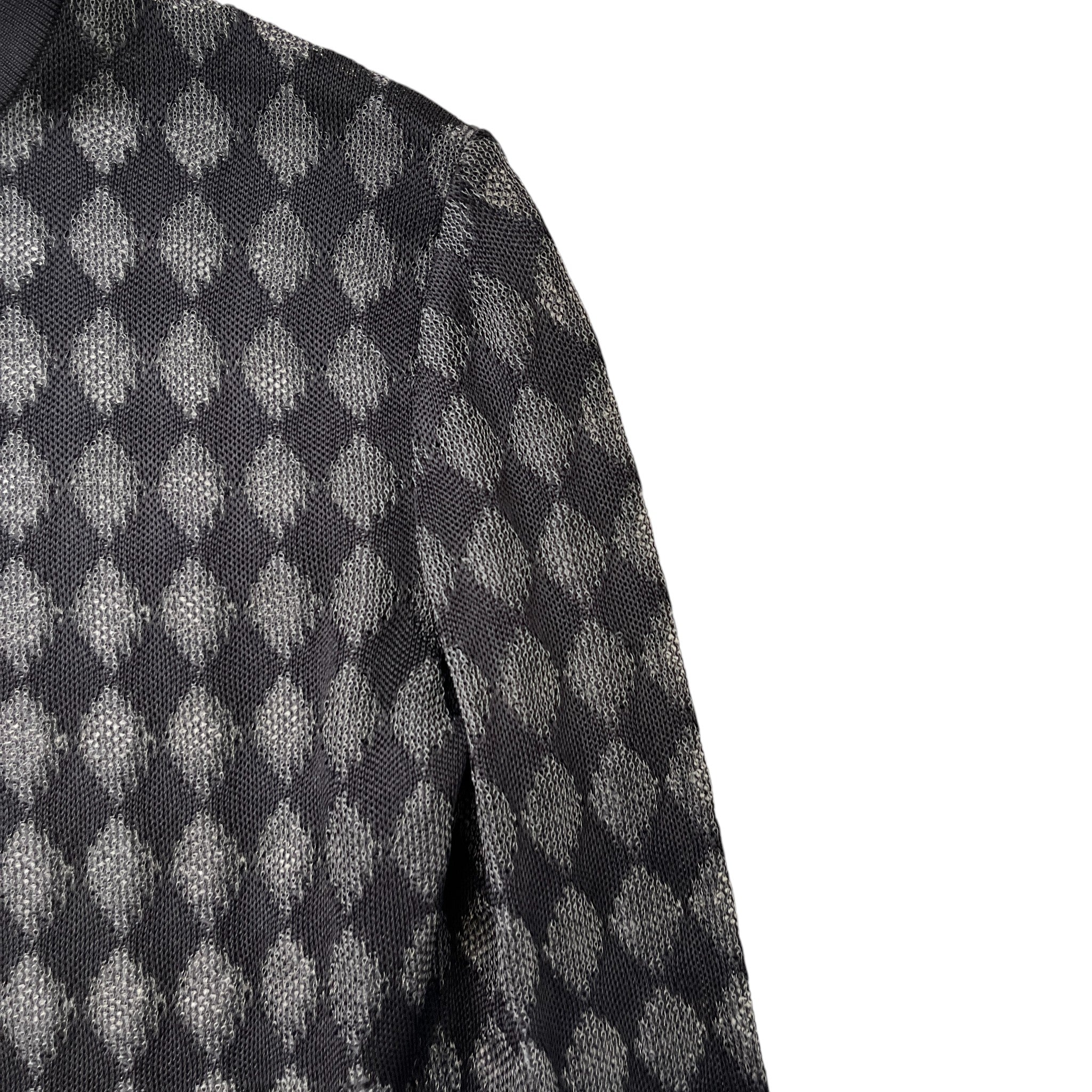 Women's Argyle Pattern Long Sleeve T-Shirt Black Size S