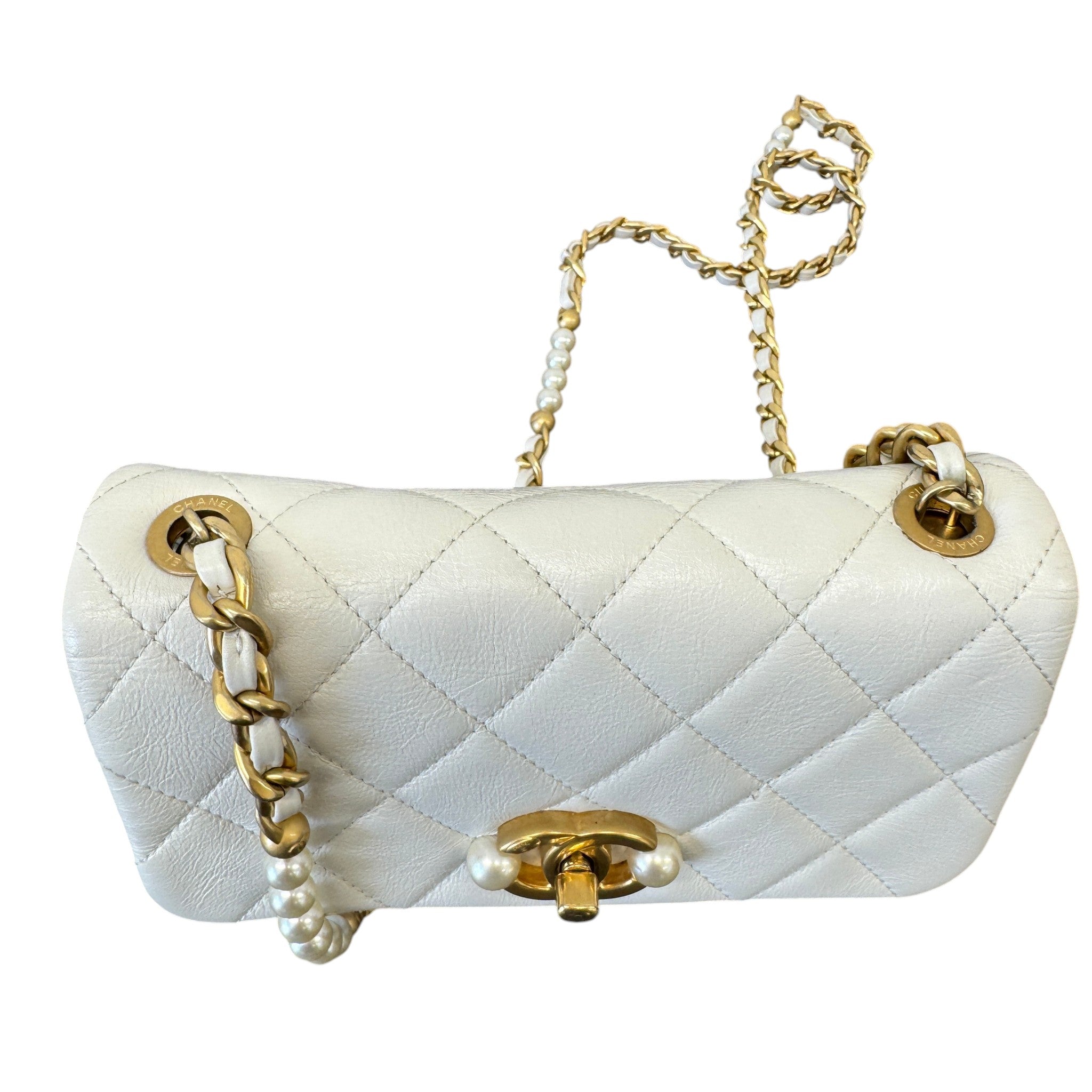 Women's Pearl Side Flap Bag White