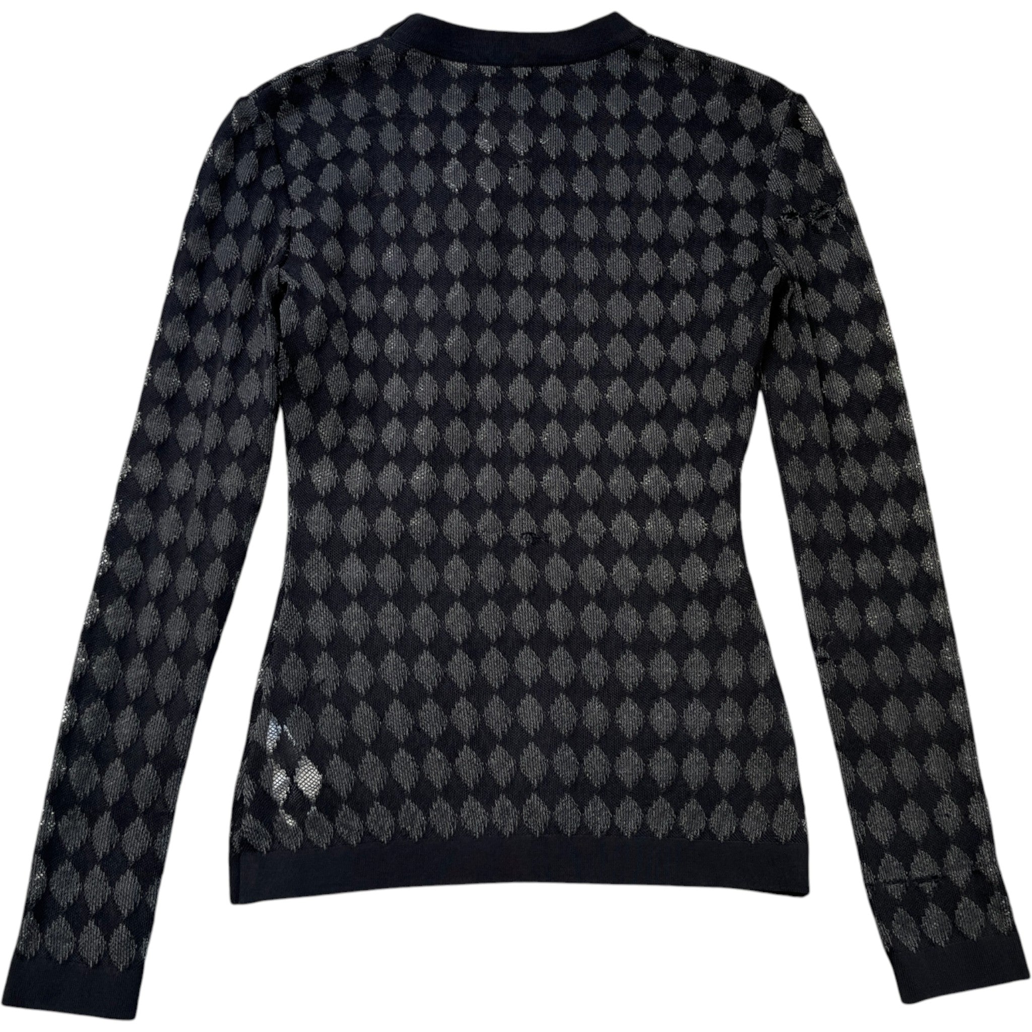 Women's Argyle Pattern Long Sleeve T-Shirt Black Size S