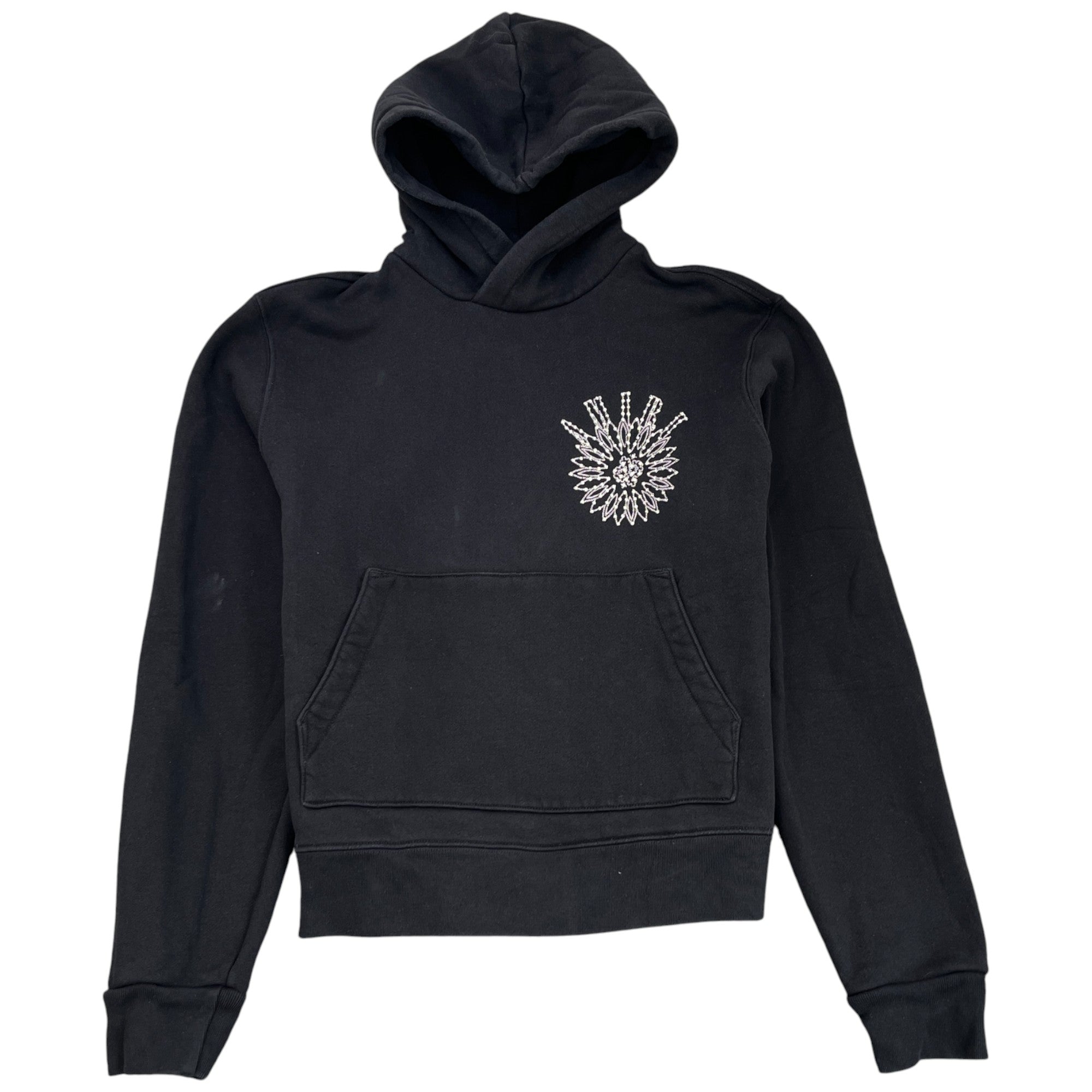 Men's Rhinestone Embellished Hoodie Black Size M