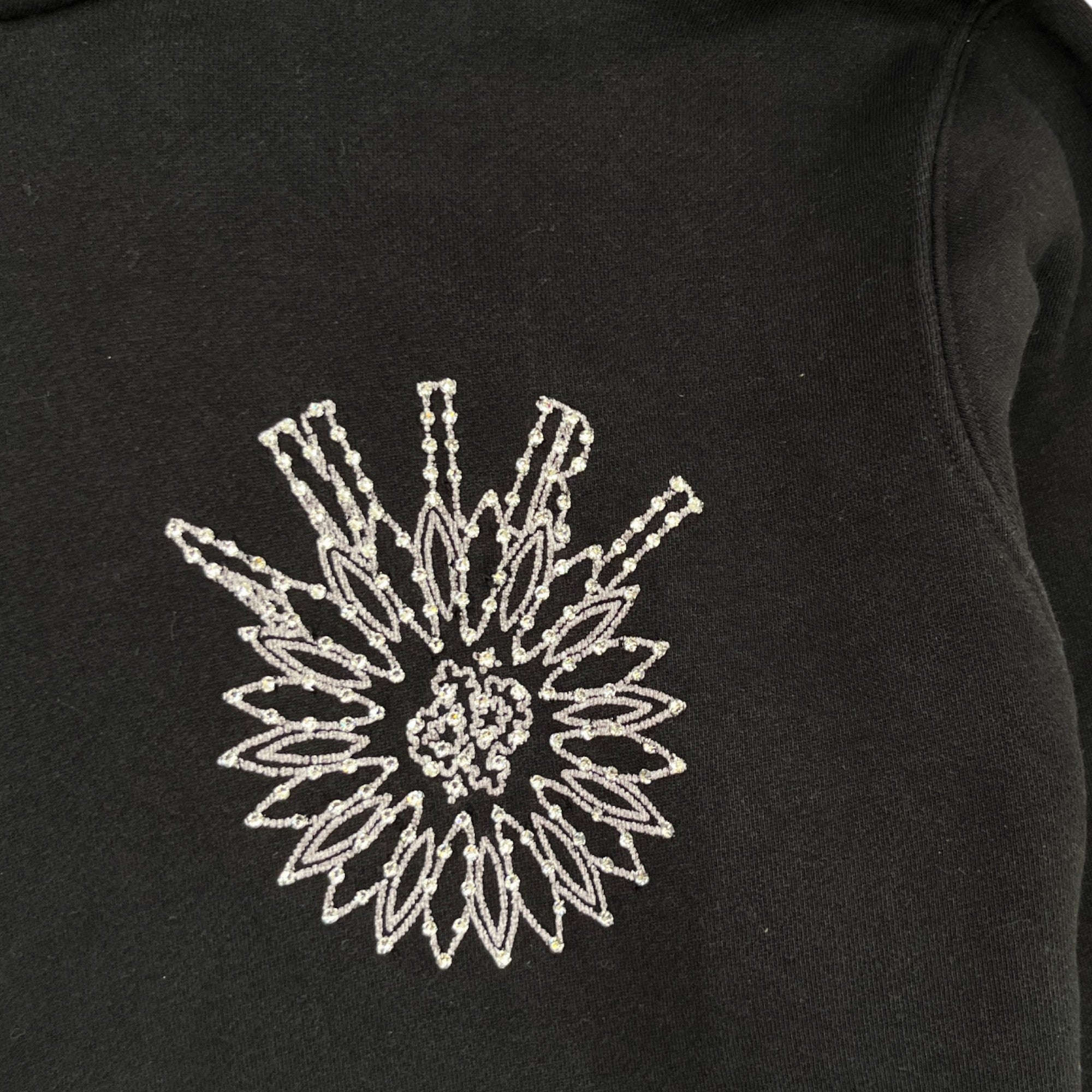 Men's Rhinestone Embellished Hoodie Black Size M