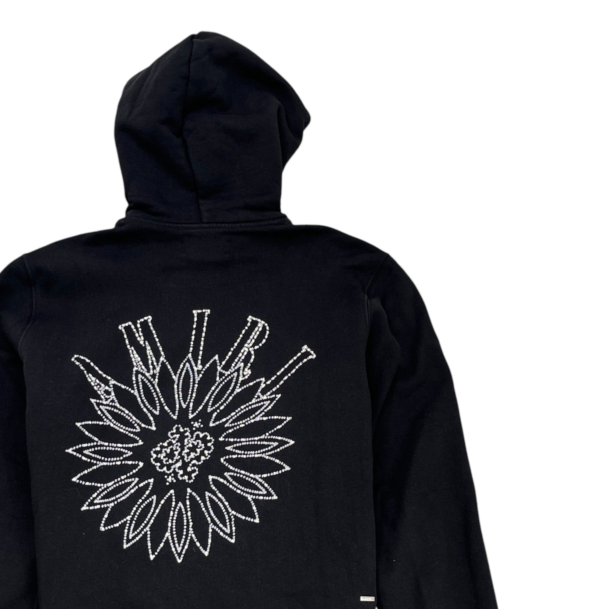 Men's Rhinestone Embellished Hoodie Black Size M