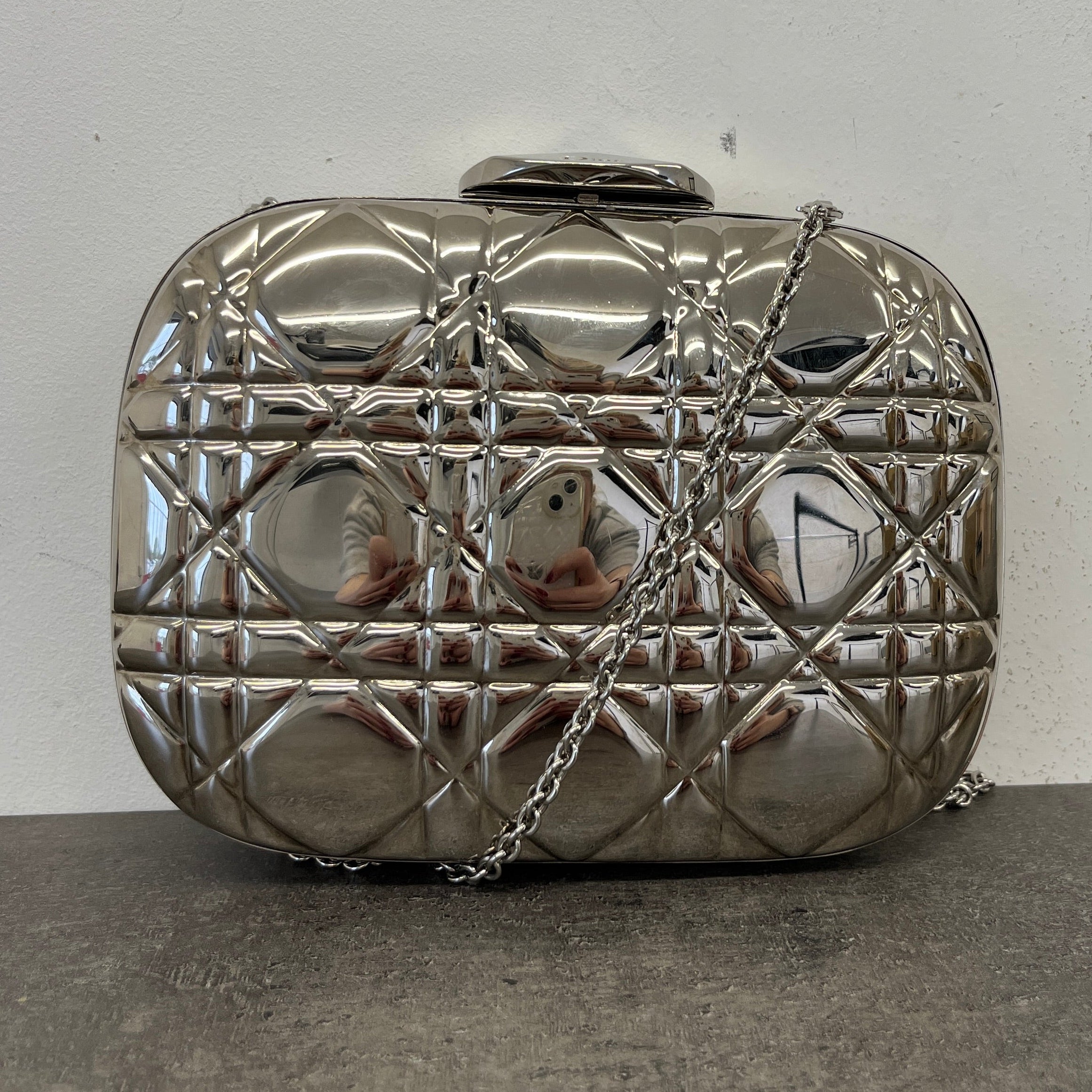 Women's Cannage Quilt Clutch Silver